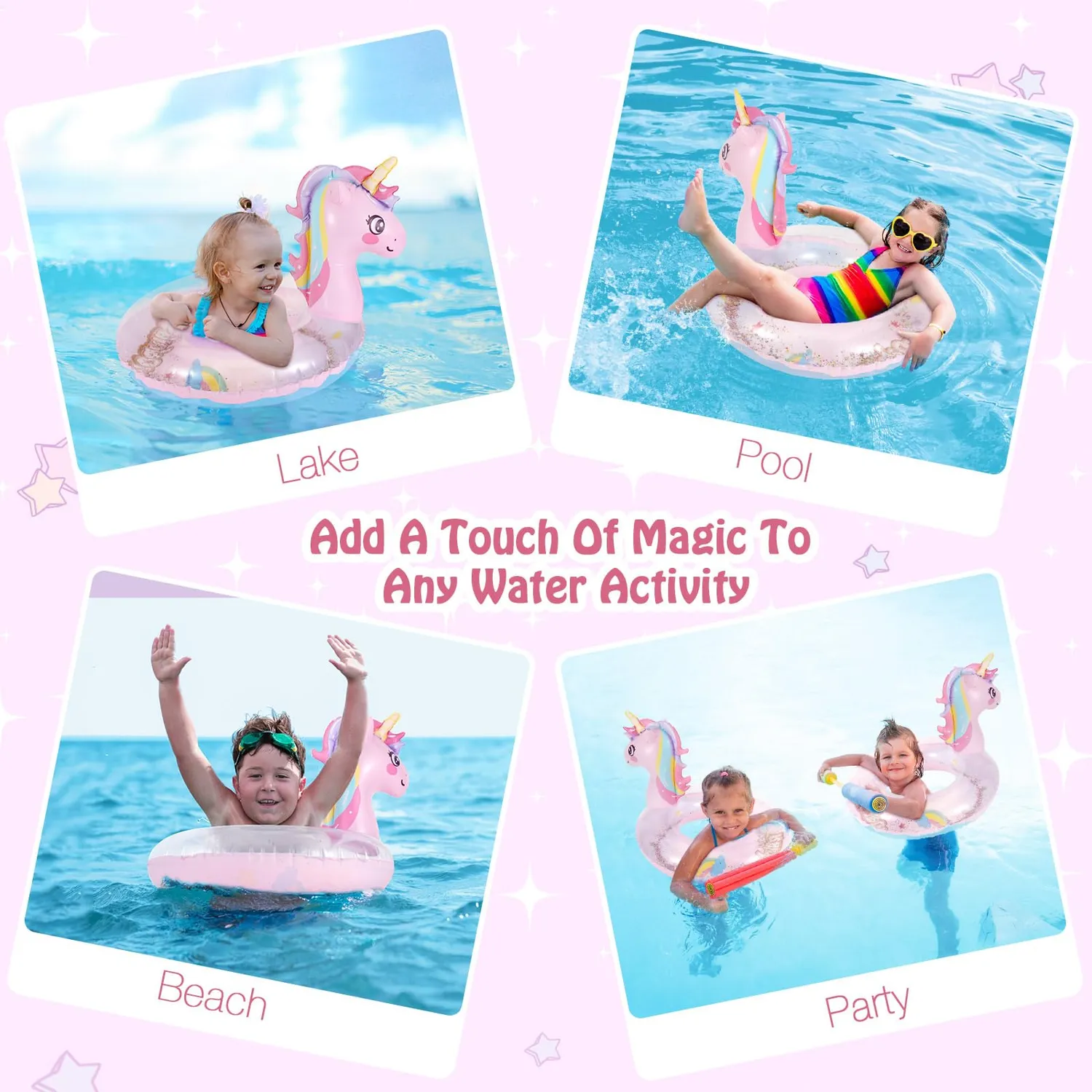 MoKo Ciambella Nuoto Bambini Unicorno Rosa 70 143cm