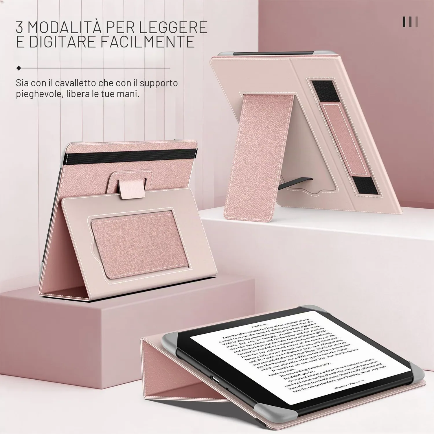MoKo Custodia universale 6,8-7 pollici oro rosa con supporto