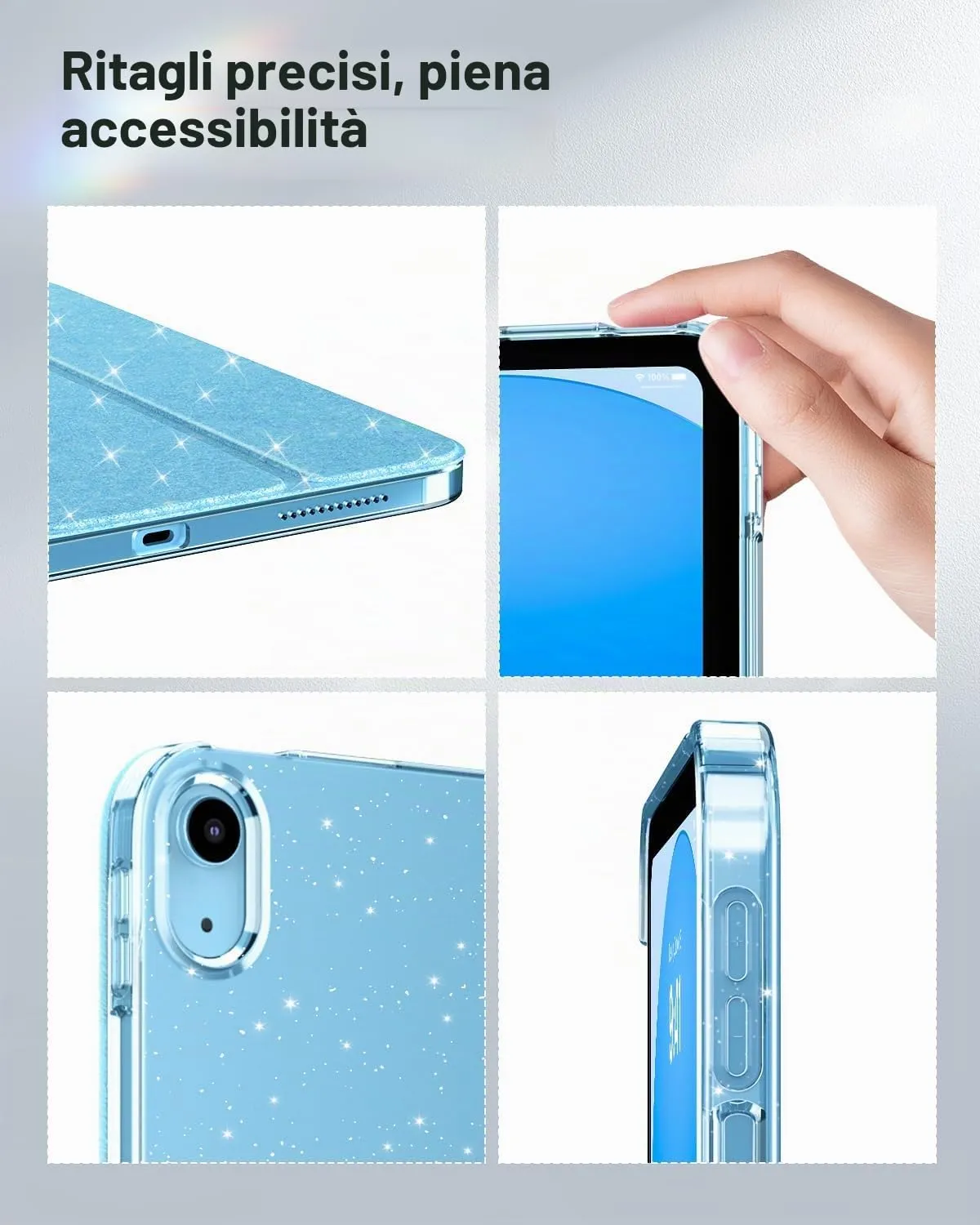 MoKo Cover iPad 11 10a Glitterato Blu Cielo TPU