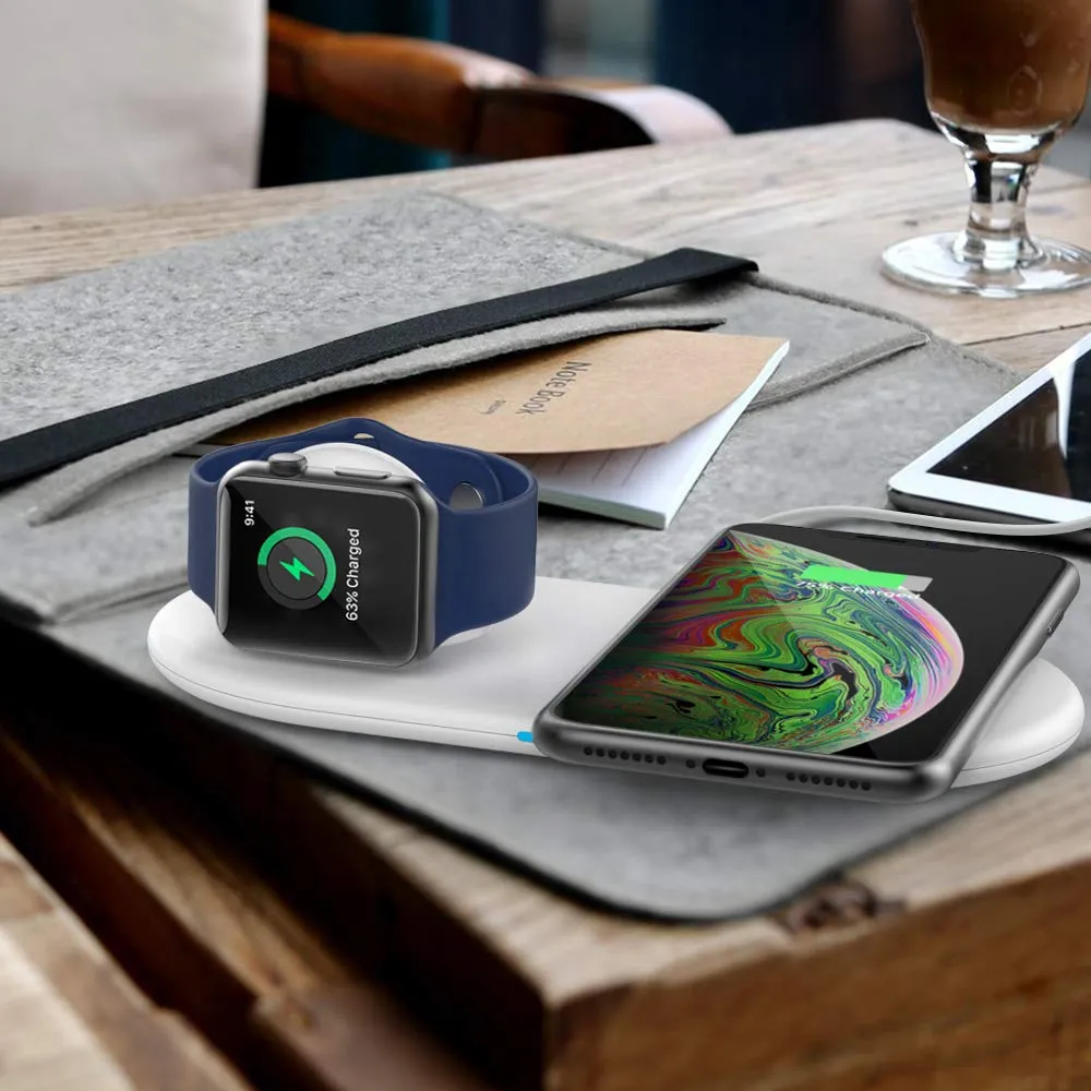 MoKo 2 in 1 stazione ricarica wireless Qi 10W Apple Watch