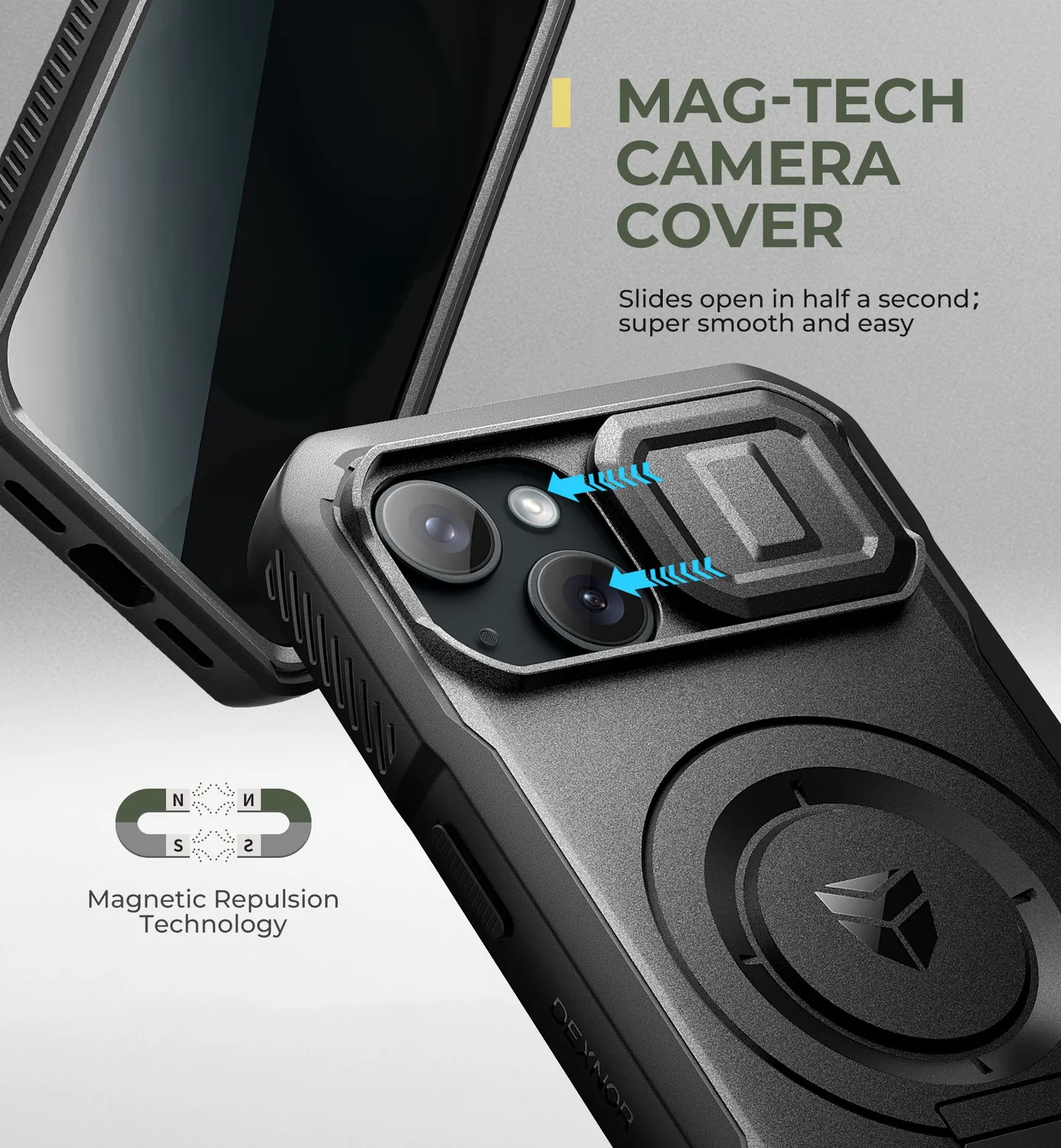 Dexnor iPhone 15 custodia privacy nera MagSafe