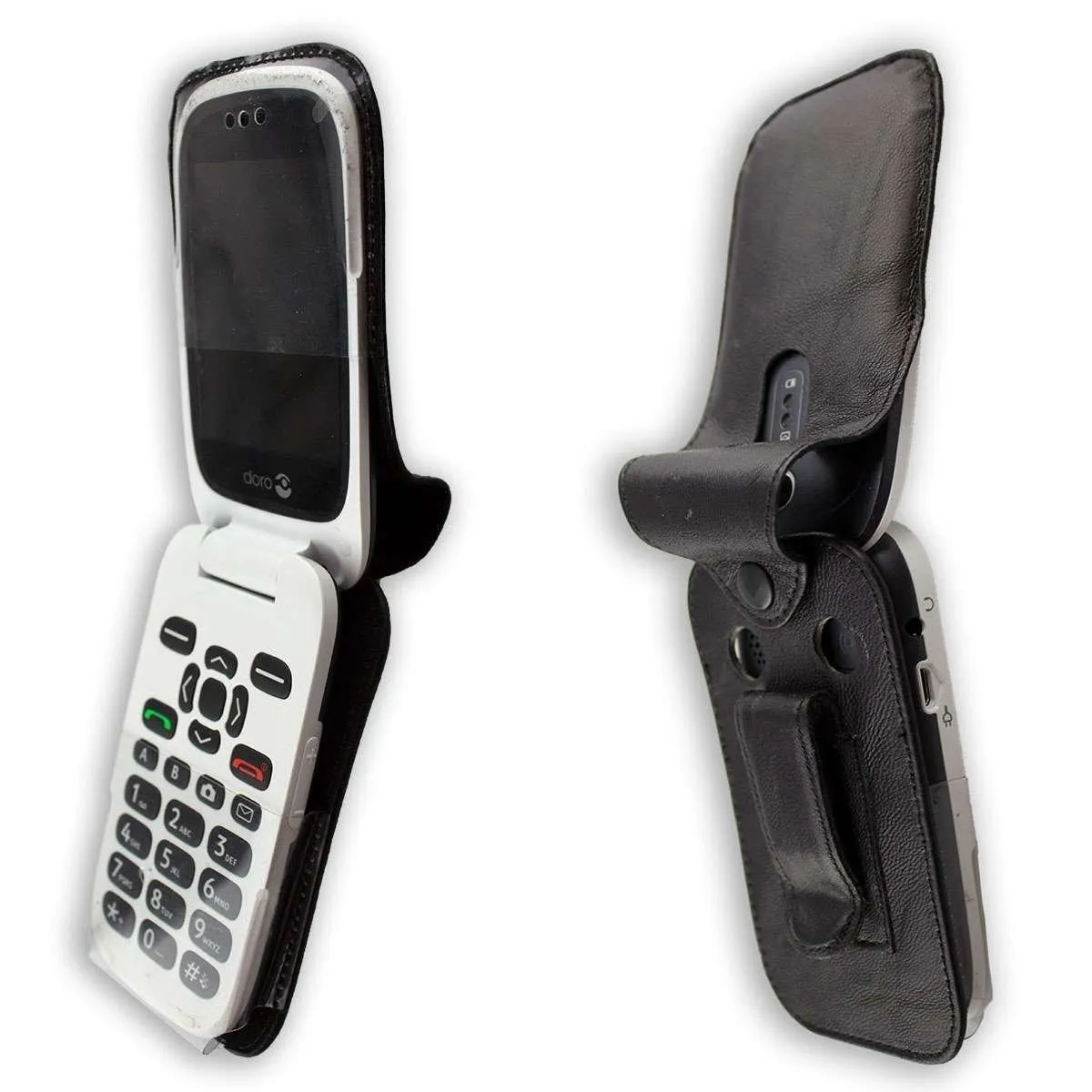 caseroxx Doro 6520/6521 custodia cintura pelle nera finestra