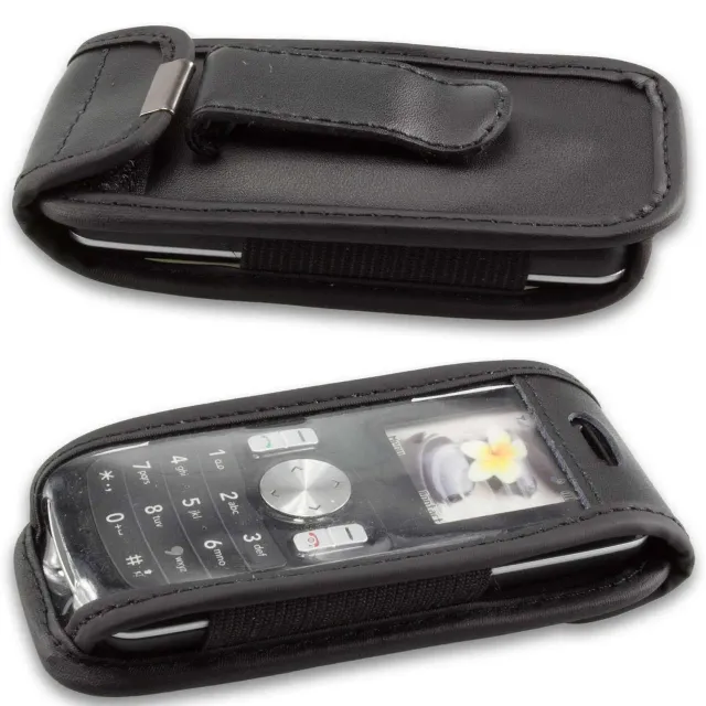 caseroxx LG A100 borsa pelle nera clip cintura finestra