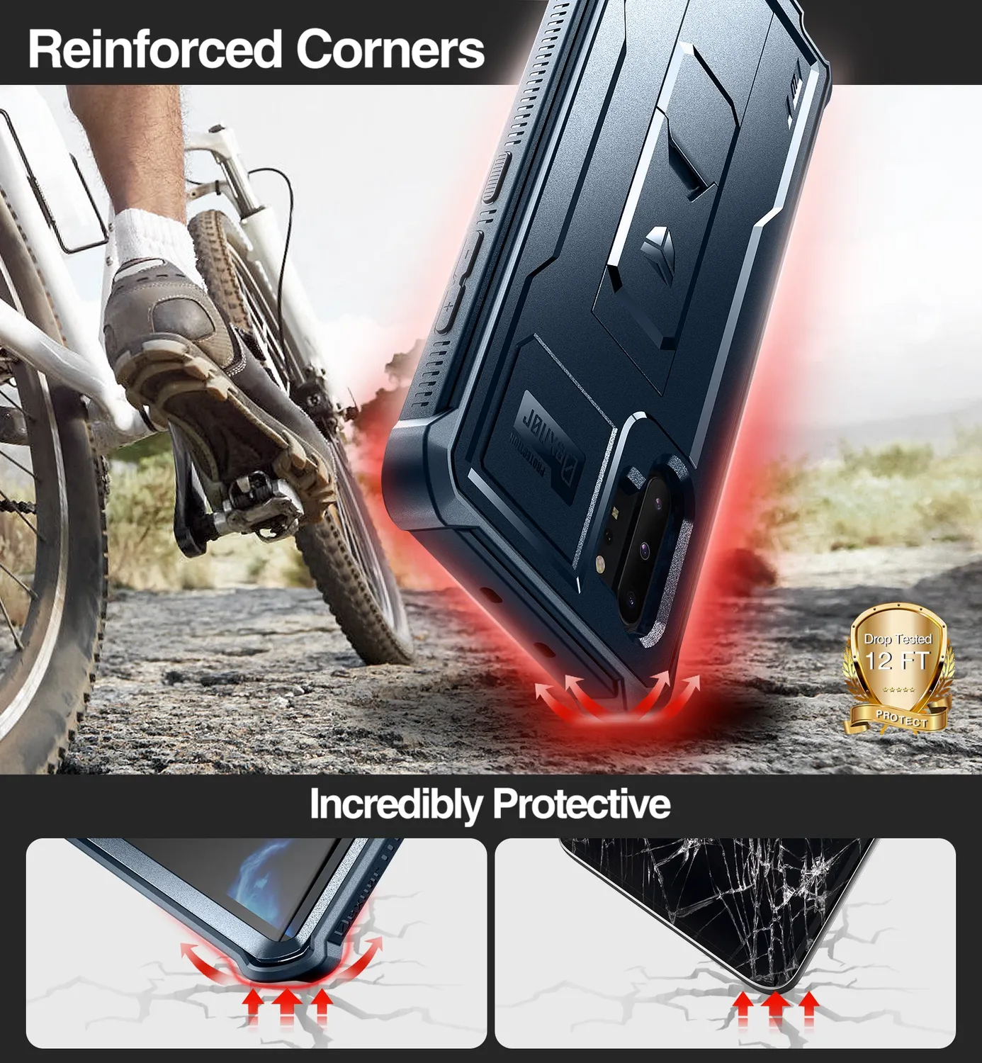 Dexnor Galaxy Note 10 Plus cover blu con stand vetro