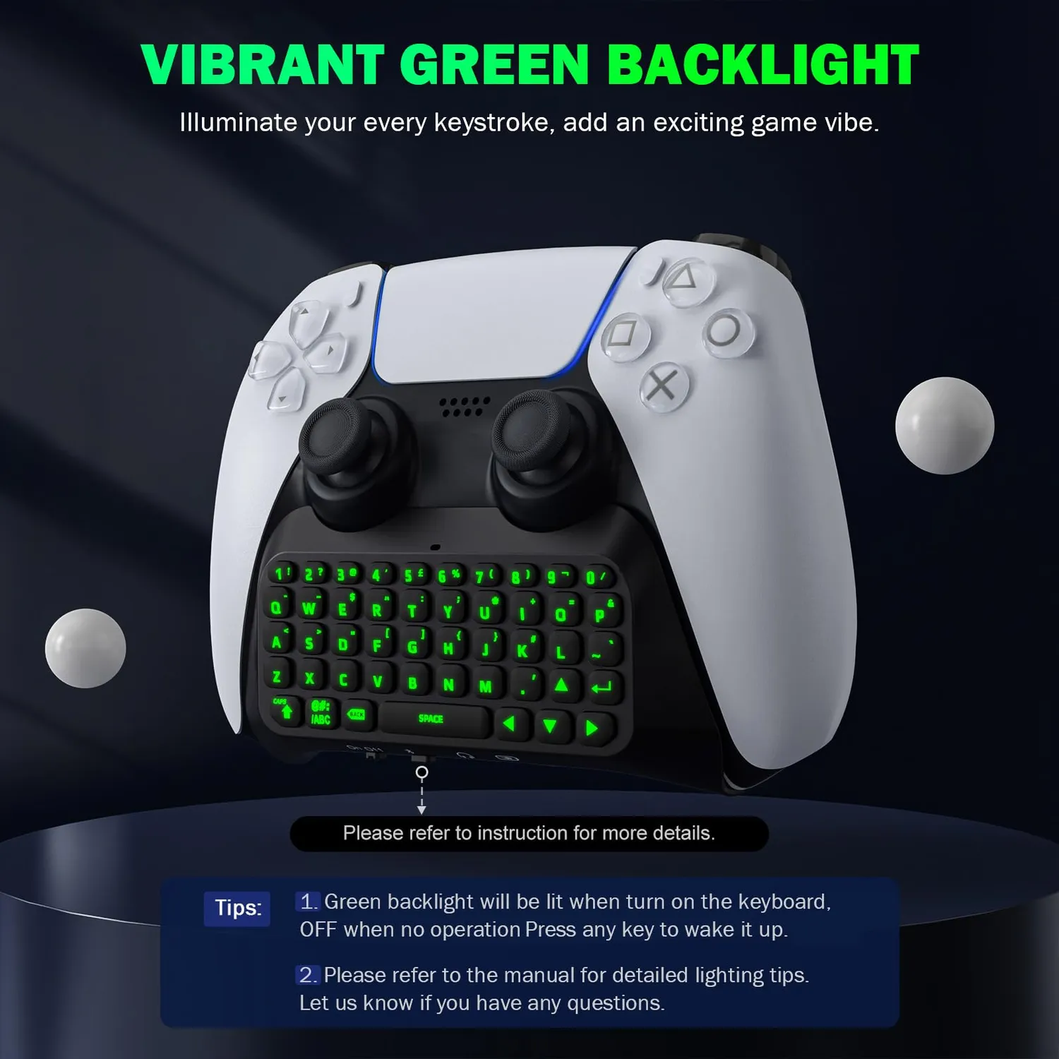 MoKo Tastiera Wireless Controller PS5 47 Tasti nero retroilluminata