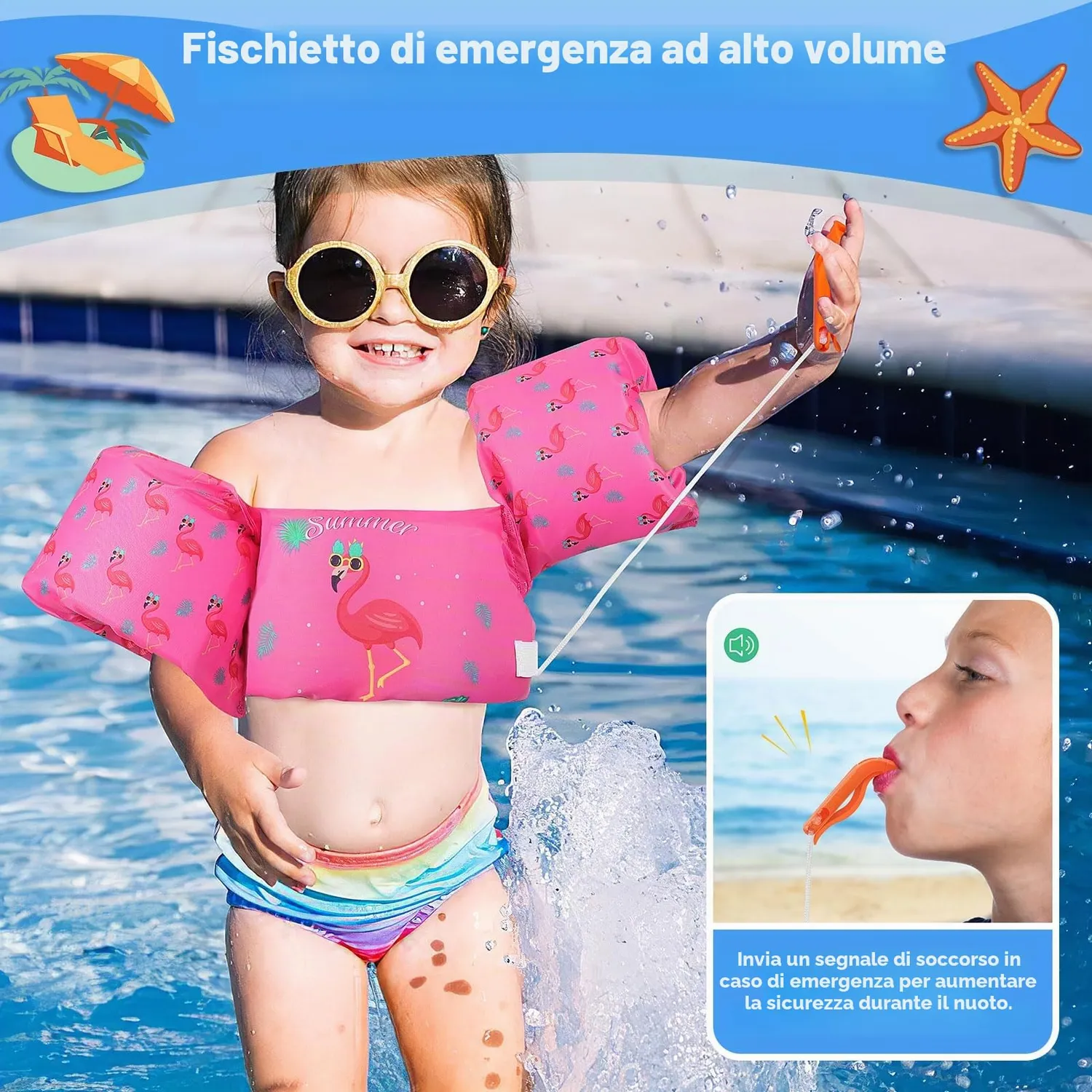 MoKo Gilet Nuoto Bambini Magenta Braccioli Galleggiante