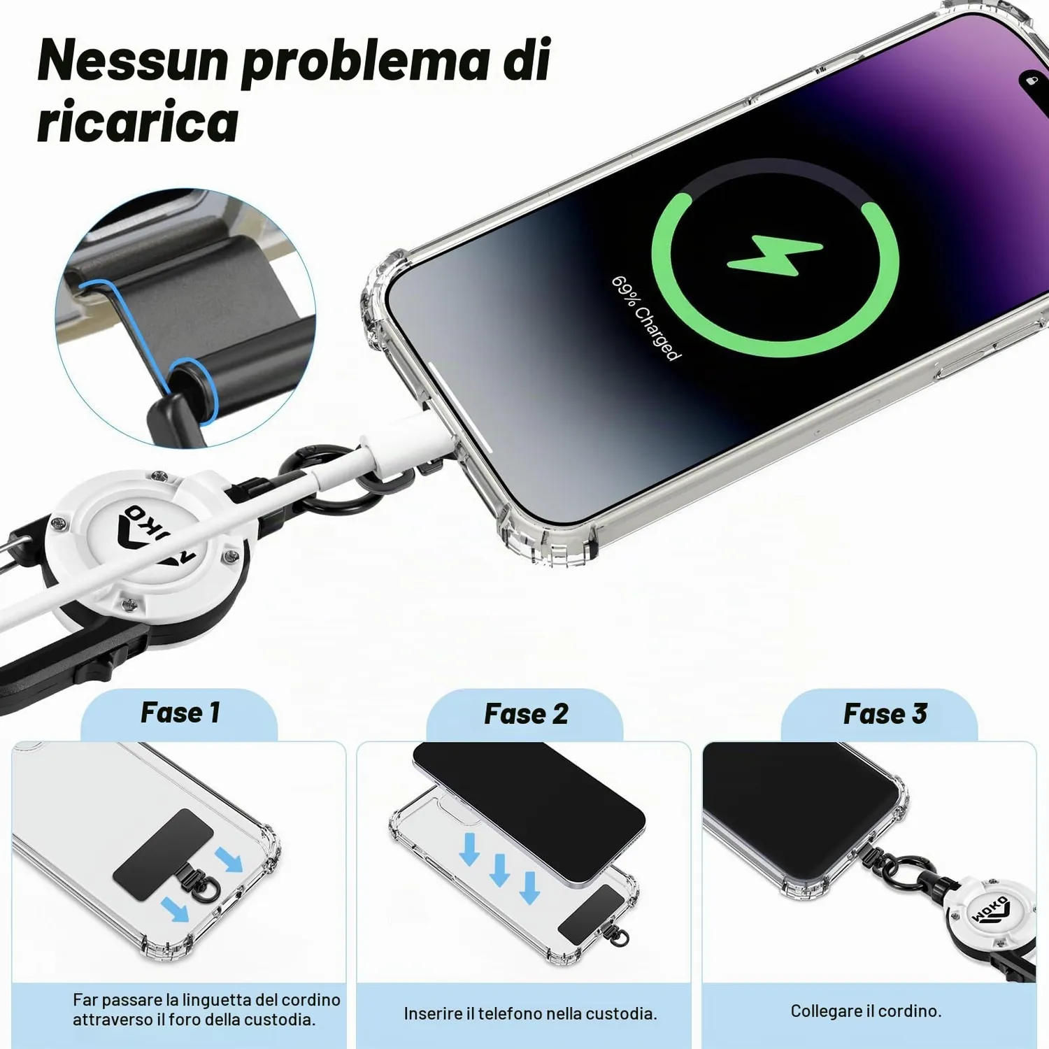 MoKo laccetto telefono antifurto acciaio retrattile bloccabile