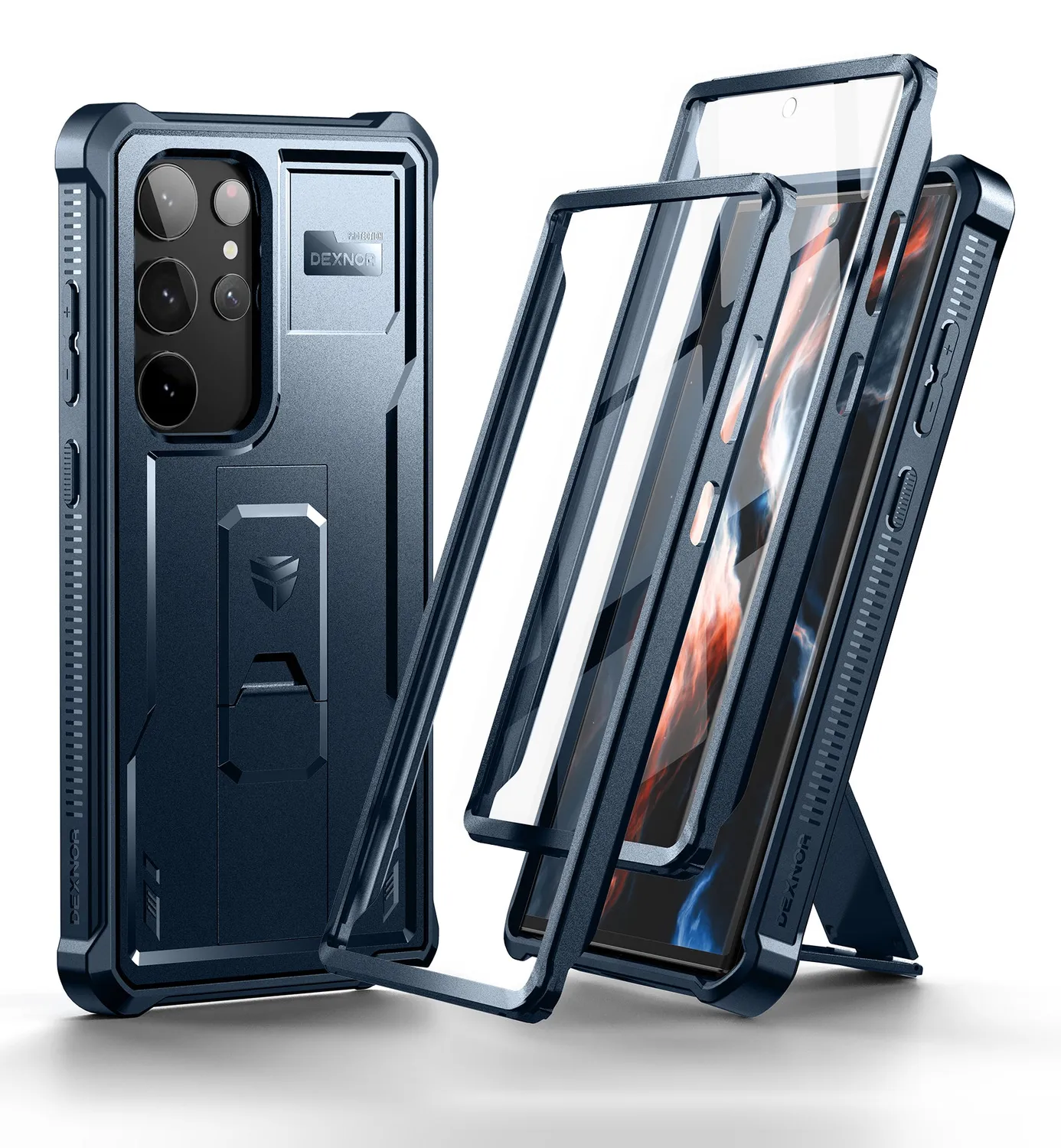 Dexnor Galaxy S23 Ultra cover nera antiurto con supporto