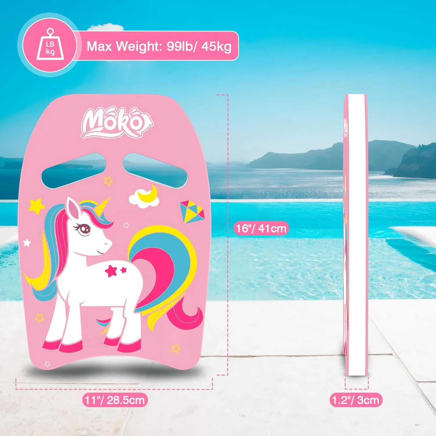 MoKo tavoletta nuoto bambini U rosa unicorno PE