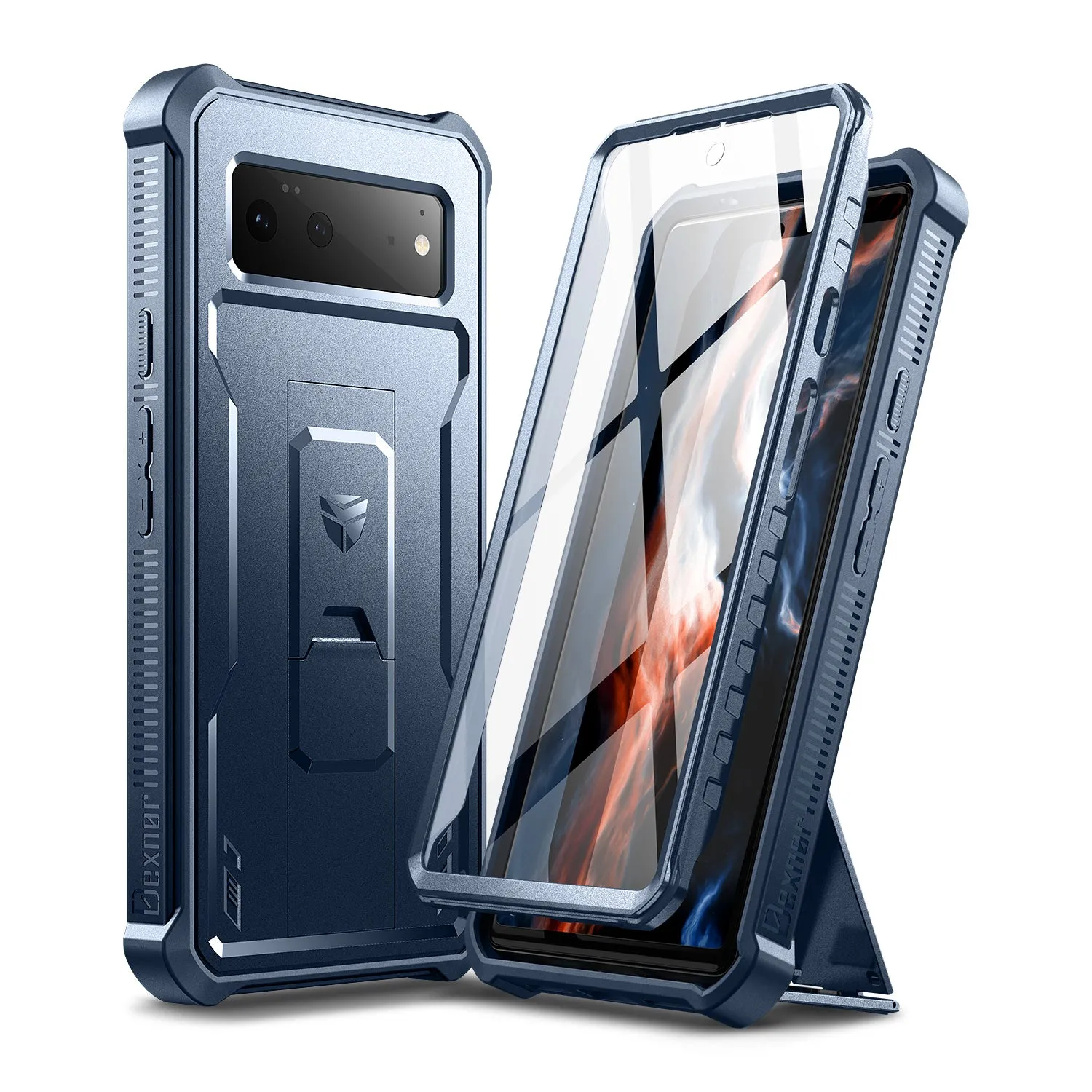Dexnor Pixel 6 custodia nera rugged con stand e pellicola