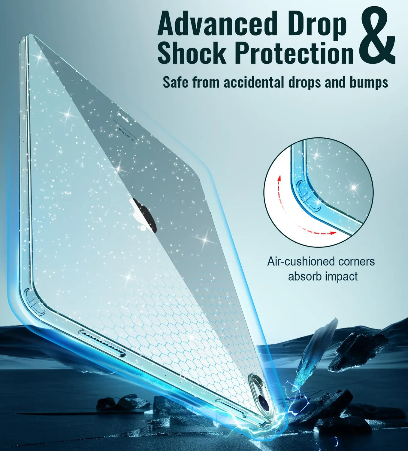 MoKo iPad Air 13 M4/M3/M2 cover trasparente glitter