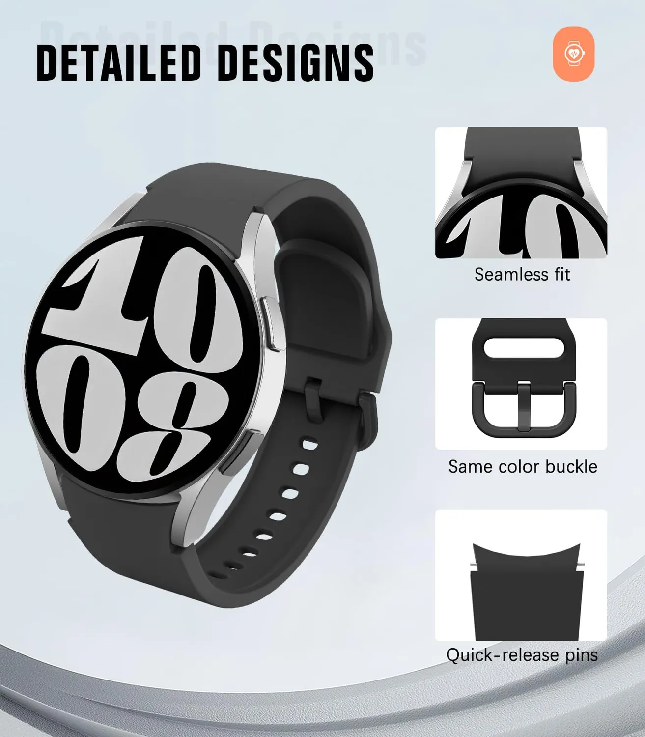 MoKo Cinturino Sportivo Silicone 20mm Galaxy Watch Nero