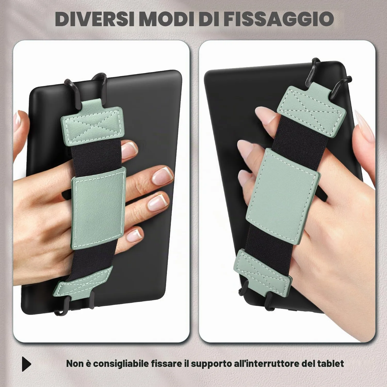 MoKo E-Reader 6-8" cinturino mano verde menta elastico