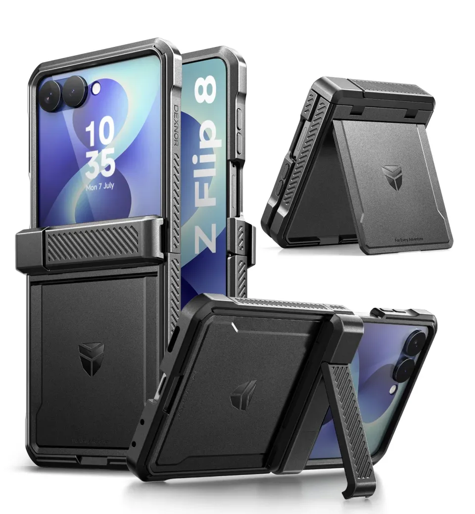 Dexnor cover Galaxy Z Flip 8 nera antiurto con stand