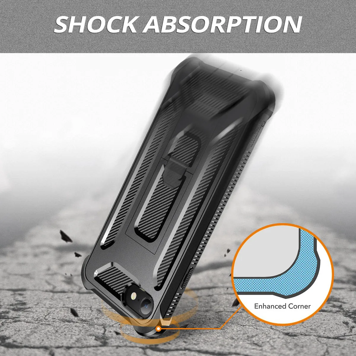 Dexnor iPhone SE 2020 7 8 cover nera antishock