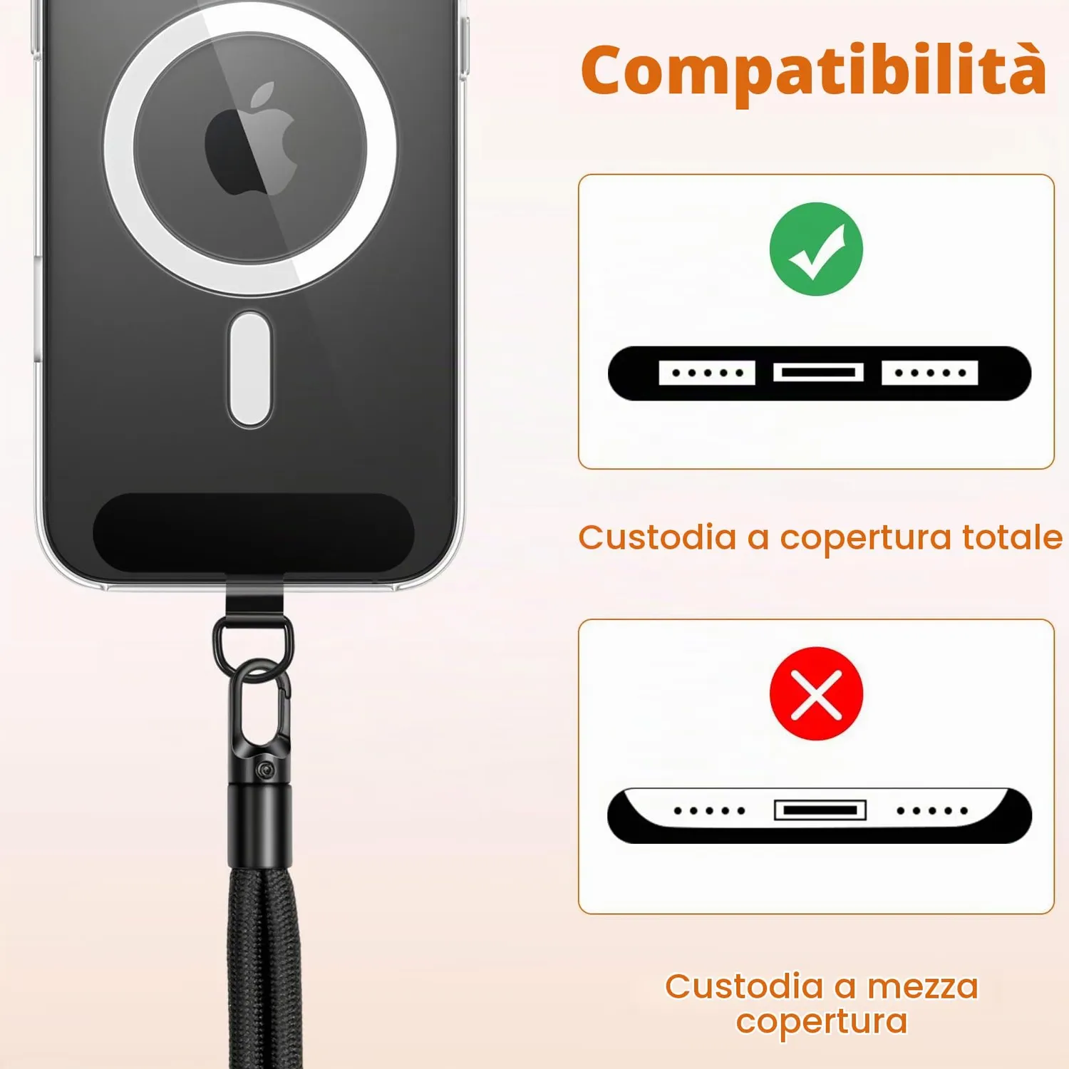 MoKo Laccio Polso Cellulare Regolabile Set 2 Arancione Nero
