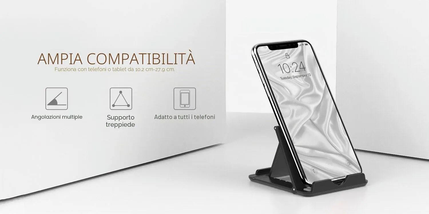 MoKo Supporto Cellulare Tablet 4-11" Pieghevole 2 Pezzi nero