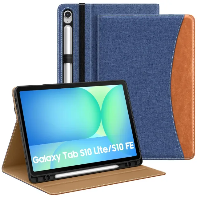 MoKo Cover Samsung Tab S10 Lite/S10 FE Denim Blu Marrone