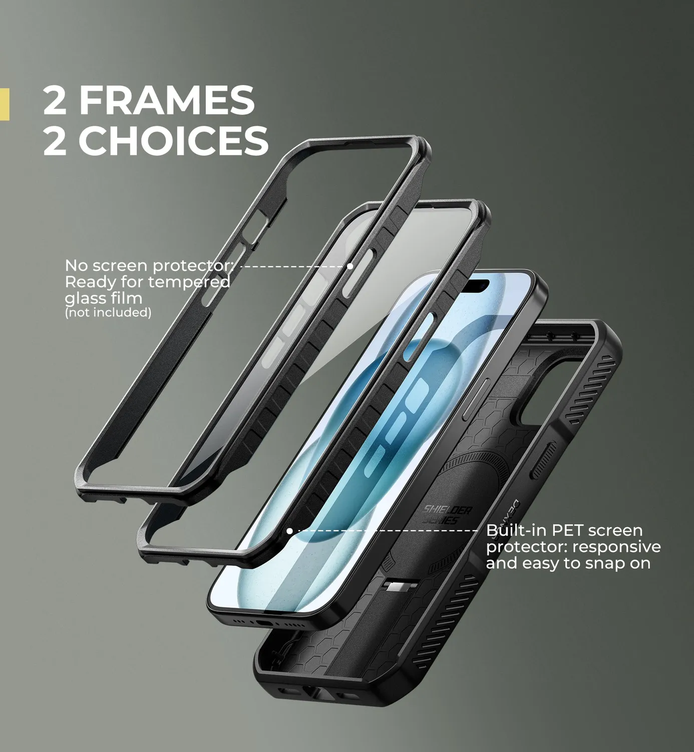 Dexnor iPhone 15 cover nera MagSafe con vetro