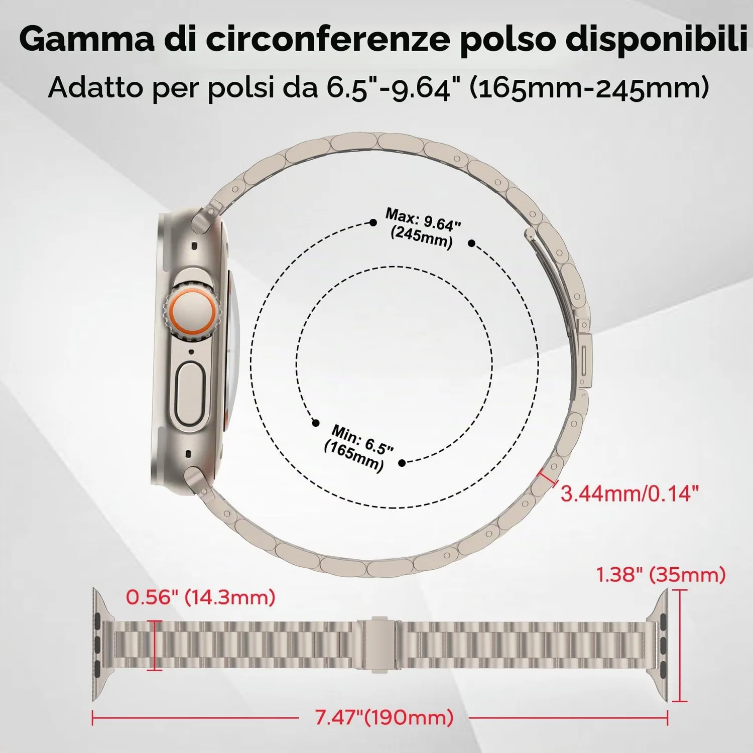 MoKo Cinturino Acciaio Sottile Apple Watch Luce delle Stelle