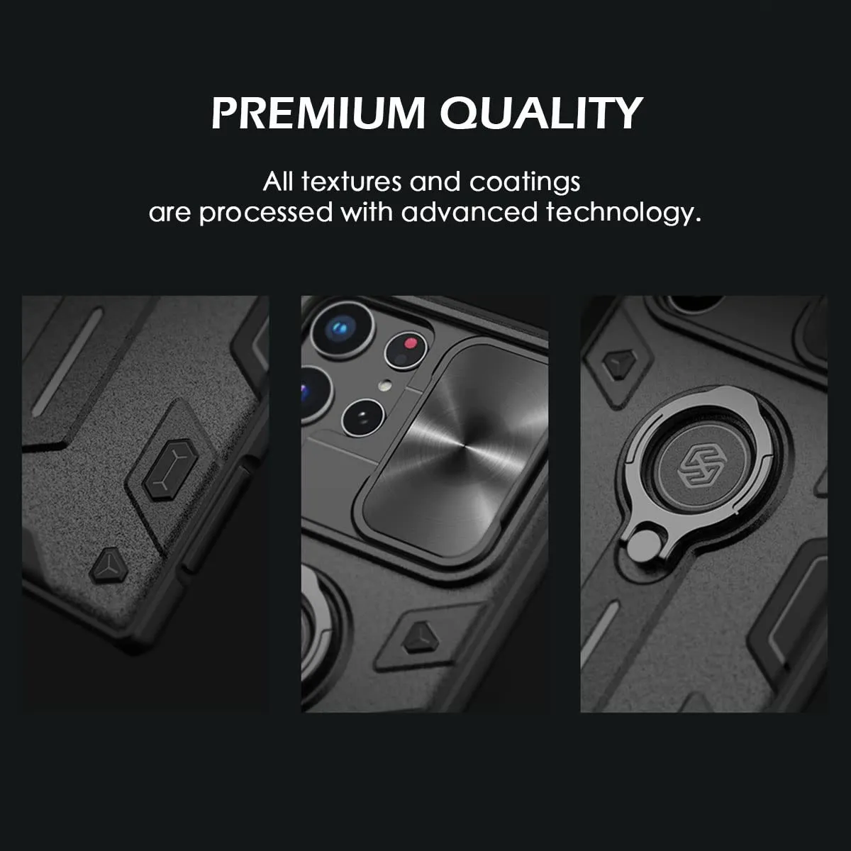 CloudValley cover Samsung S22 Ultra nera antiurto stand