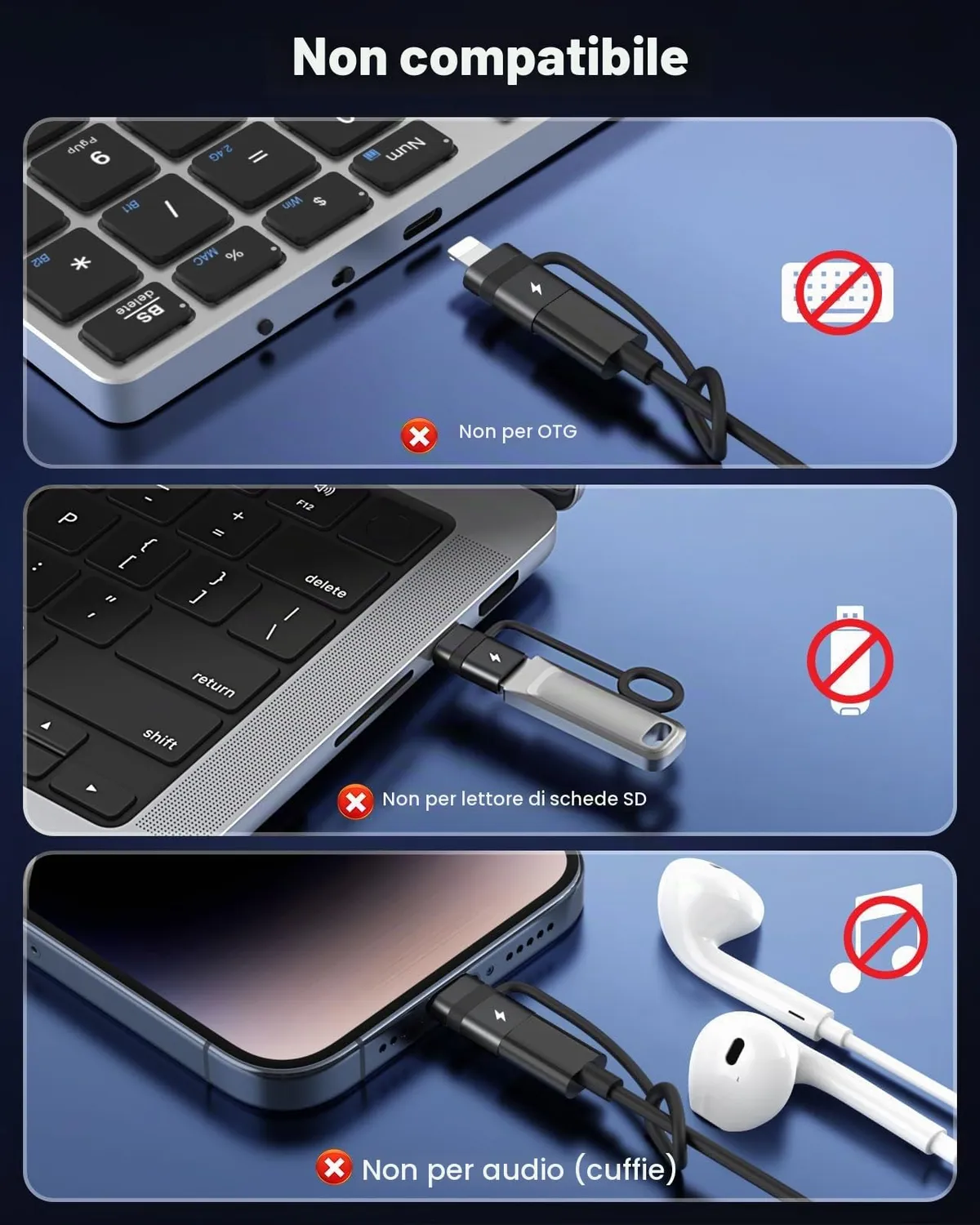 MoKo USB-C Lightning Adattatore Nero 36W 2 pezzi