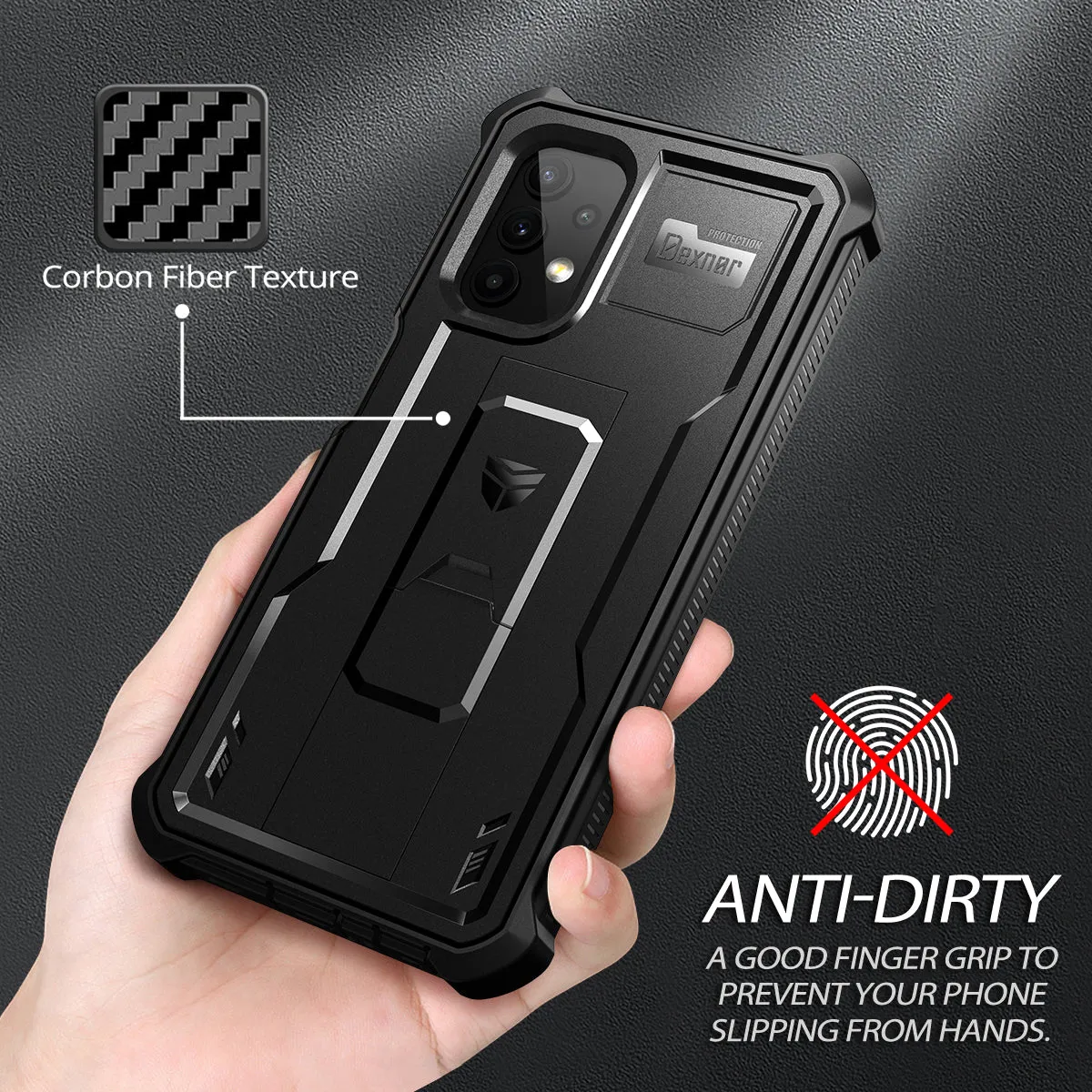 Dexnor Galaxy A32 5G cover nera antiurto con stand