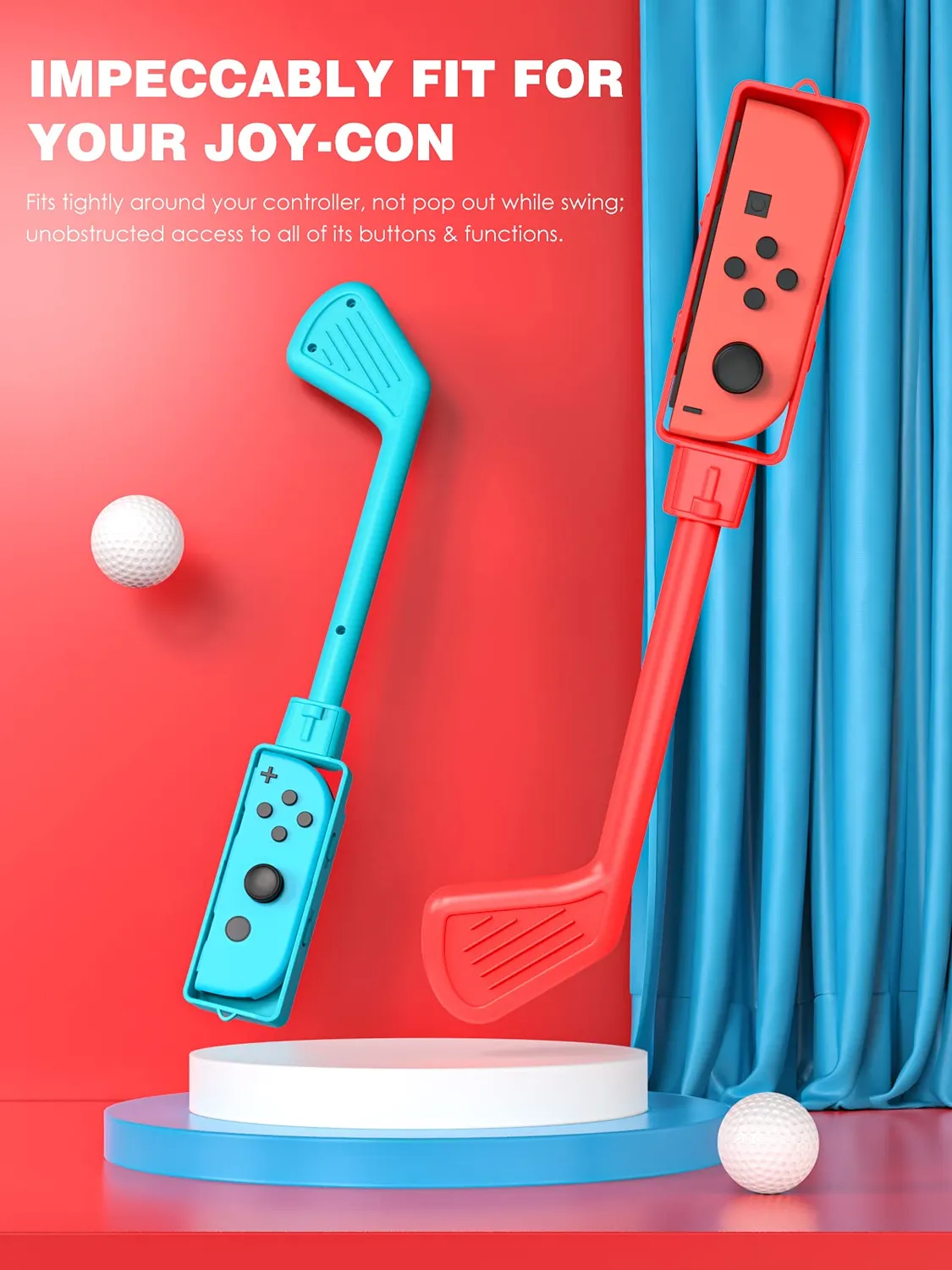 MoKo Switch impugnature golf Joy-Con 2 pezzi rosso blu