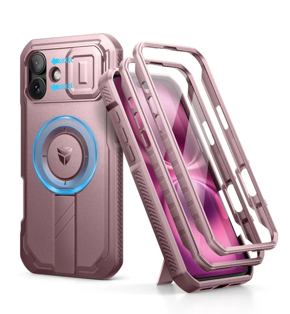Dexnor Custodia iPhone 16 Plus Rosa MagSafe Antishock Kickstand