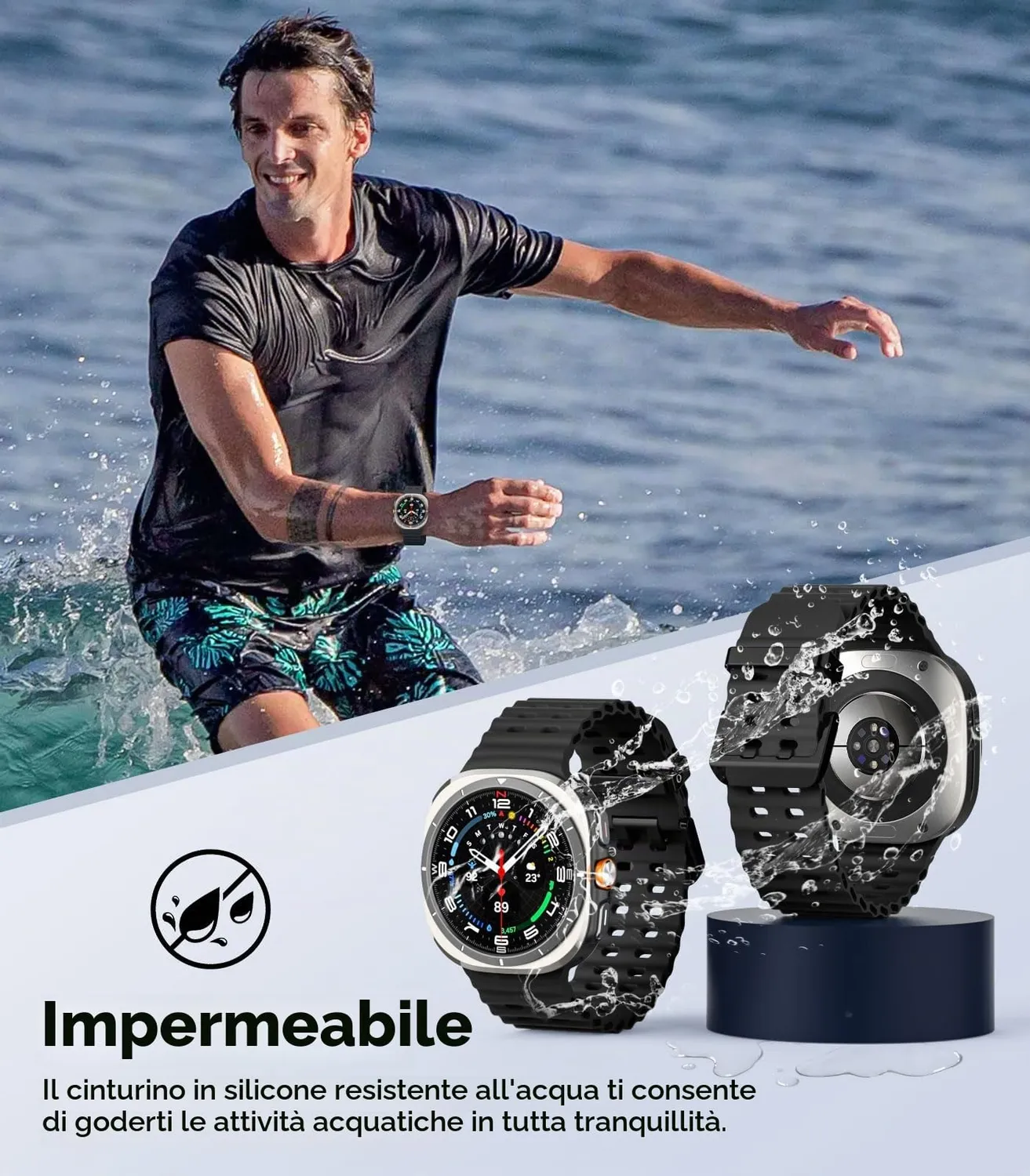 MoKo Sportivo Galaxy Watch Ultra 47mm cinturino nero silicone