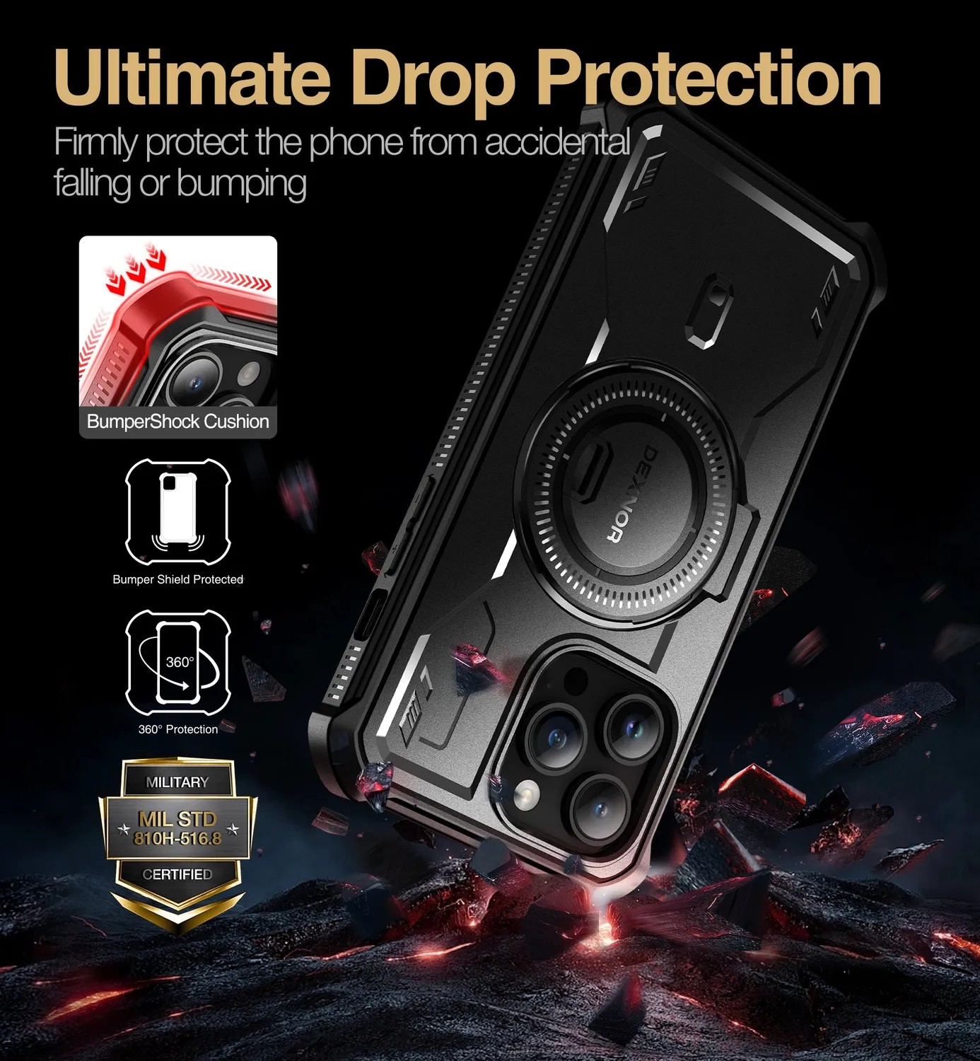 Dexnor iPhone 14 Pro Max cover blu heavy-duty pellicola