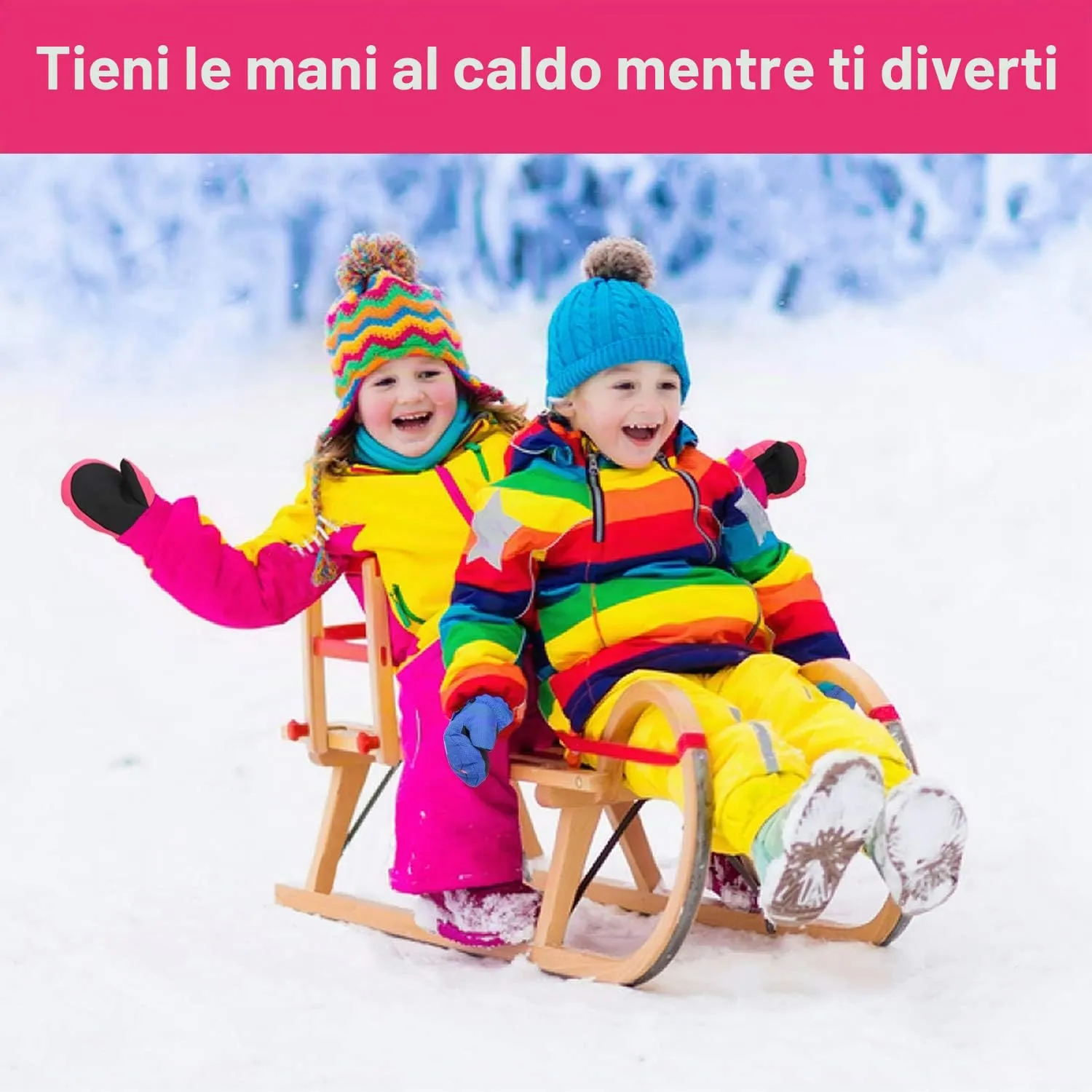 MoKo Guanti Sci Bambini Magenta S 1-3 Anni Impermeabili