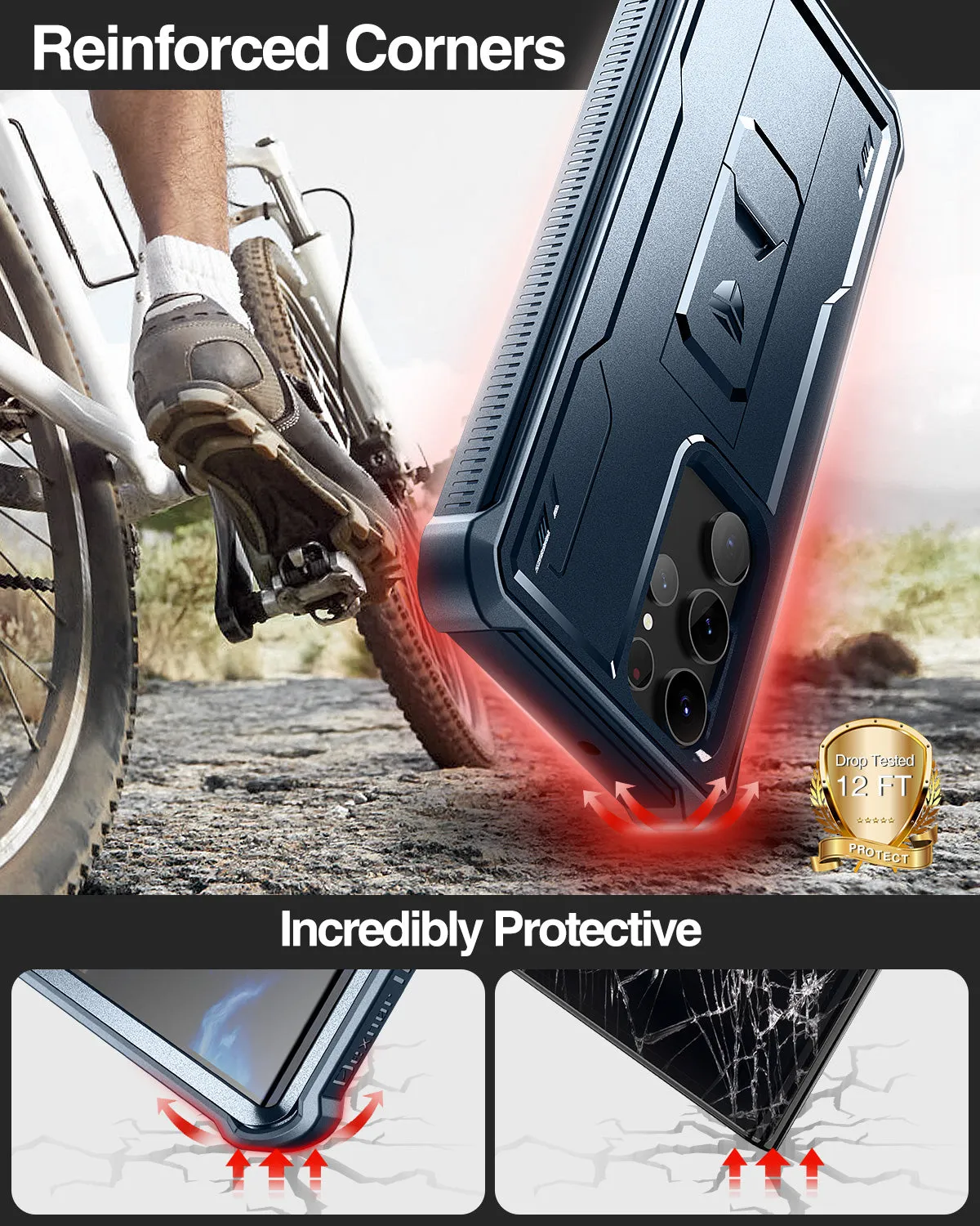 Dexnor Galaxy S22 Ultra cover rugged nera kickstand