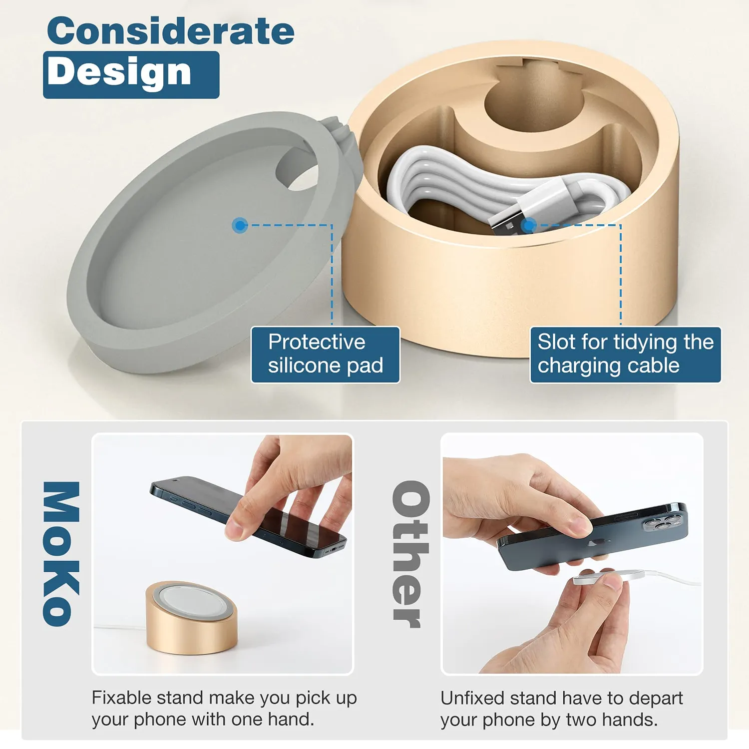 MoKo iPhone 12 supporto magnetico alluminio oro MagSafe