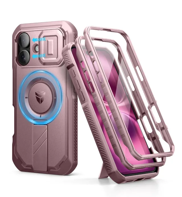 Dexnor cover iPhone 16 rosa MagSafe con stand