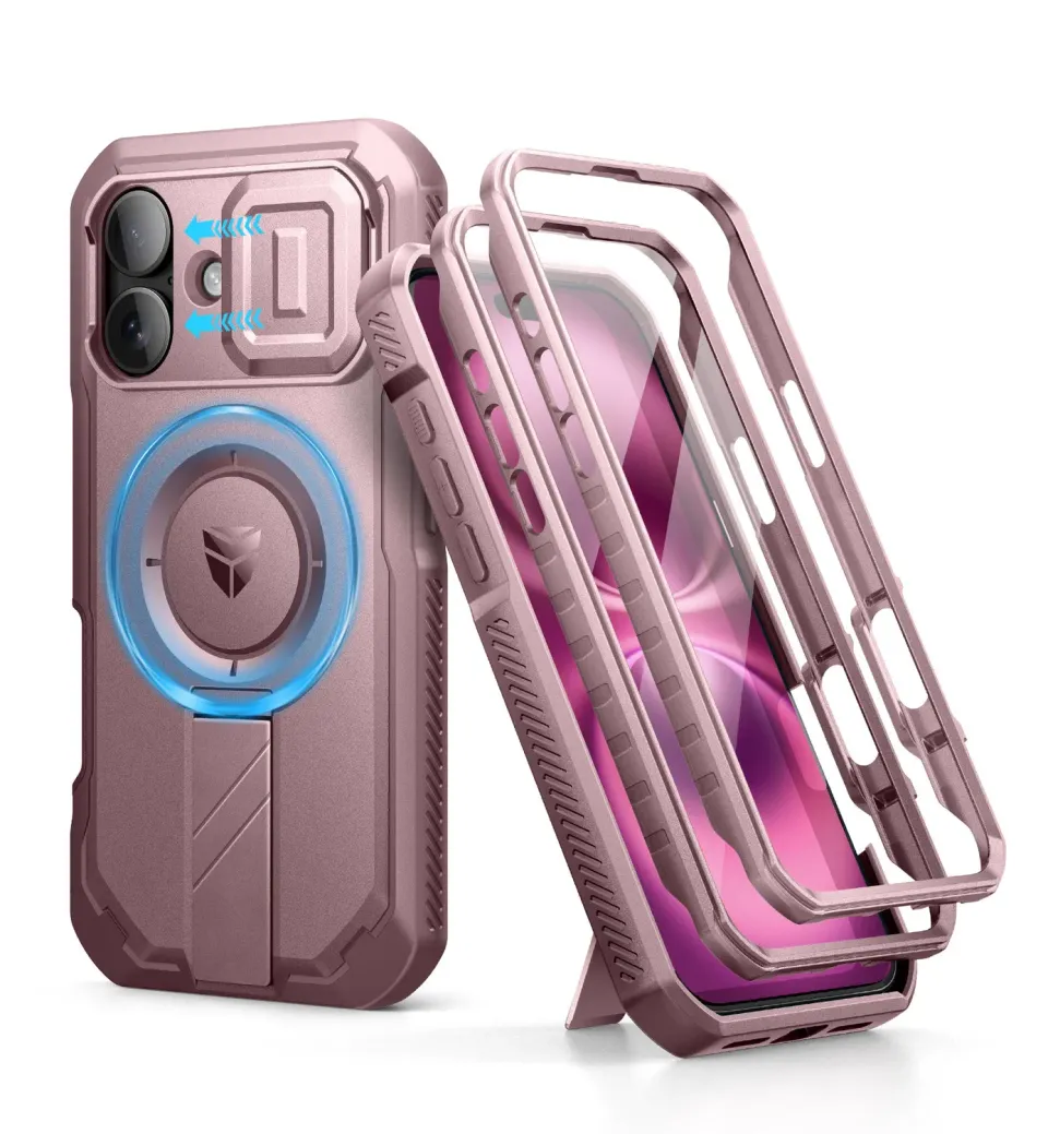 Dexnor cover iPhone 16 rosa MagSafe con stand