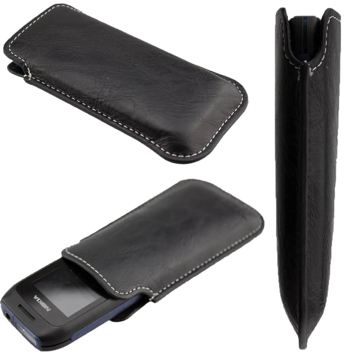caseroxx Business-Line Nokia 1616 custodia nera ecopelle