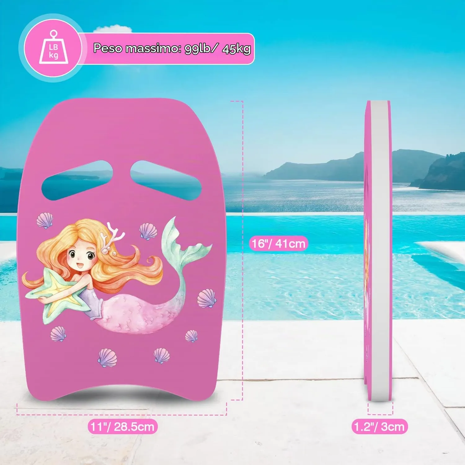 MoKo tavoletta nuoto bambini PE medusa rosa