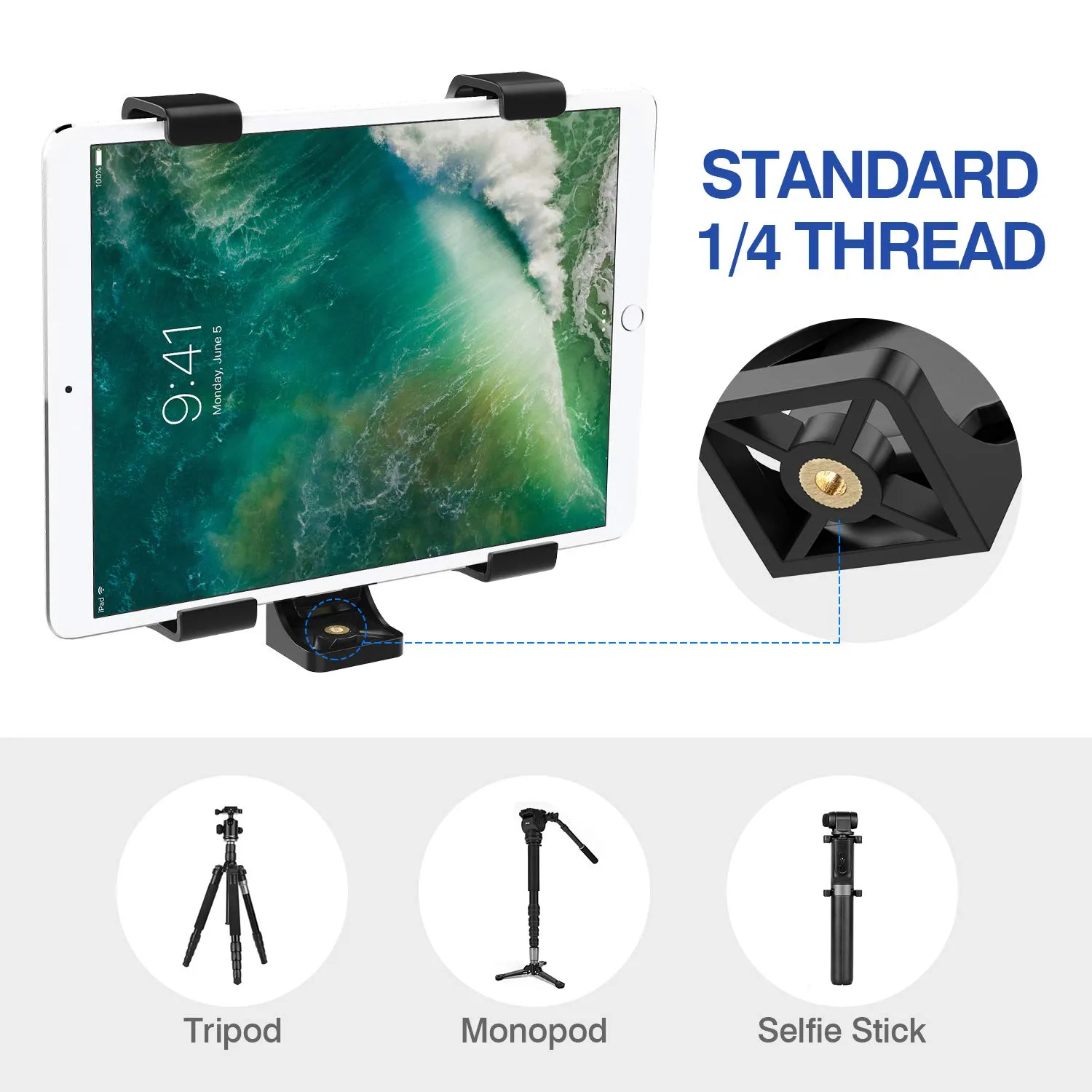 MoKo Supporto Tablet Cavalletto Regolabile 4-11" Nero
