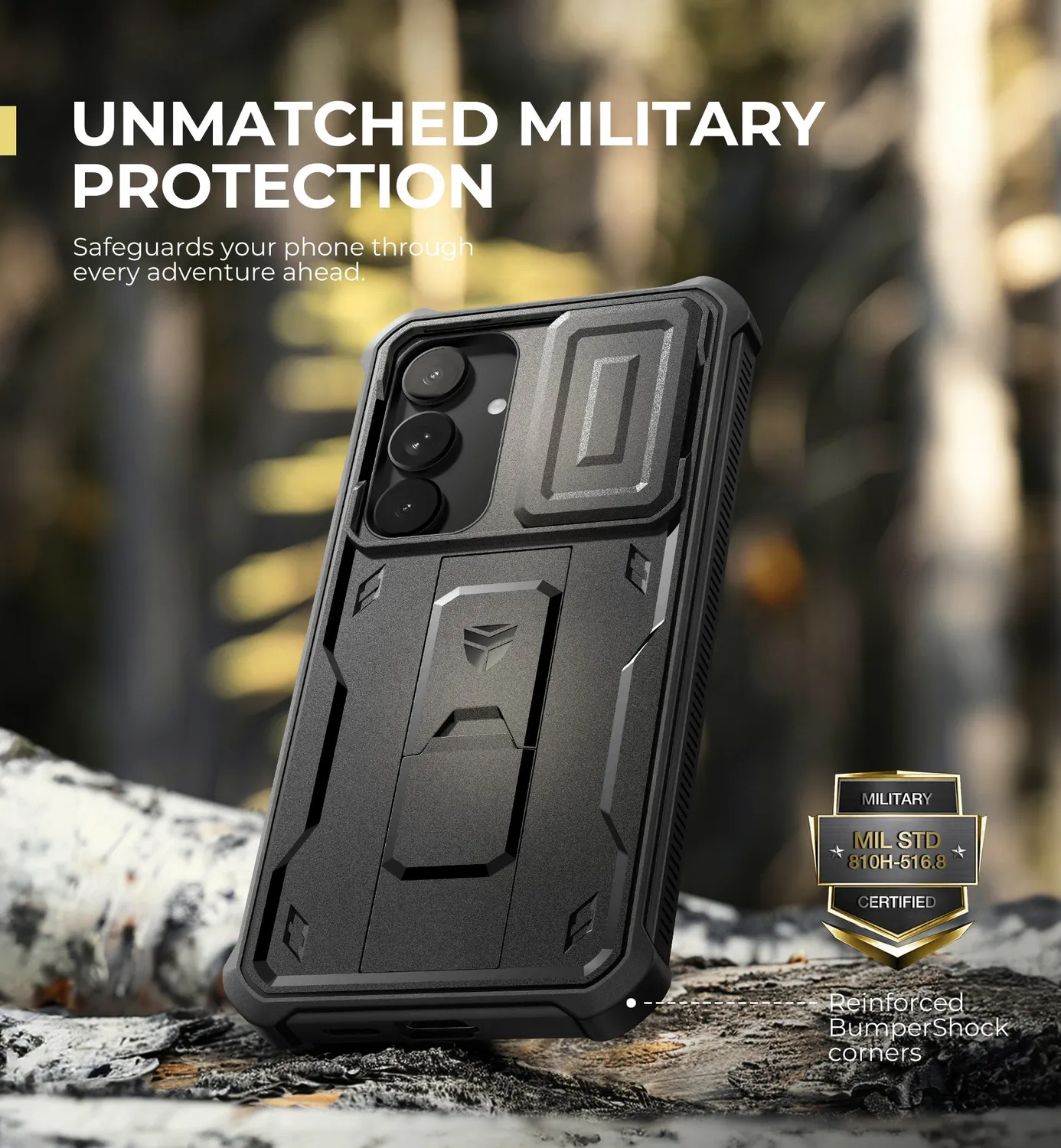 Dexnor per Galaxy S25 Plus Custodia Nera antiurto kickstand
