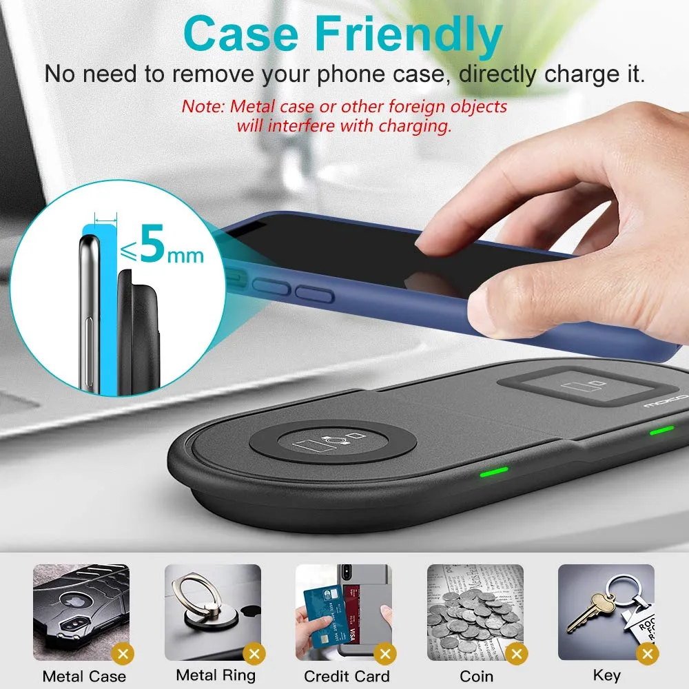 MoKo Stazione Ricarica Wireless Qi Rapida 3in1