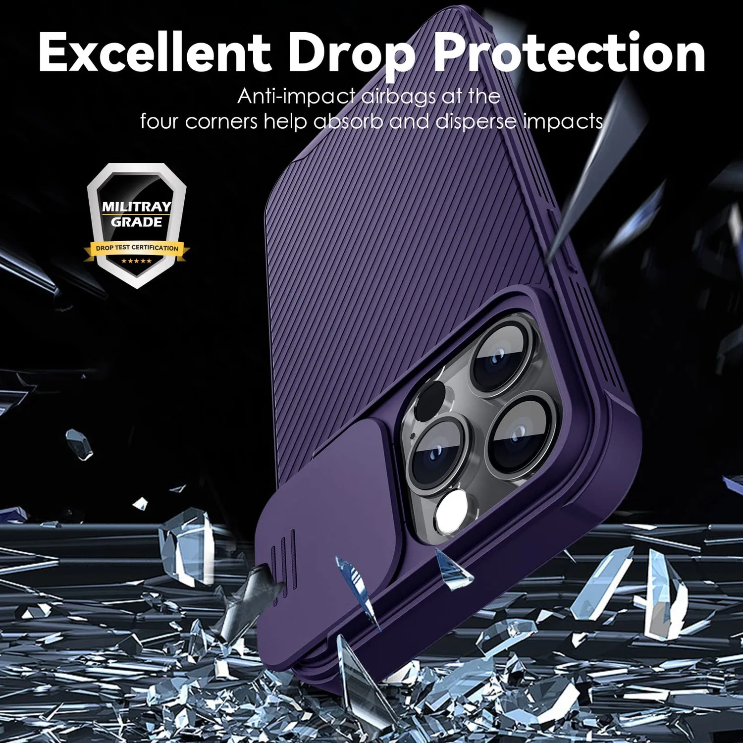 CloudValley Custodia iPhone 14 Pro Viola Antiurto con Coprilente