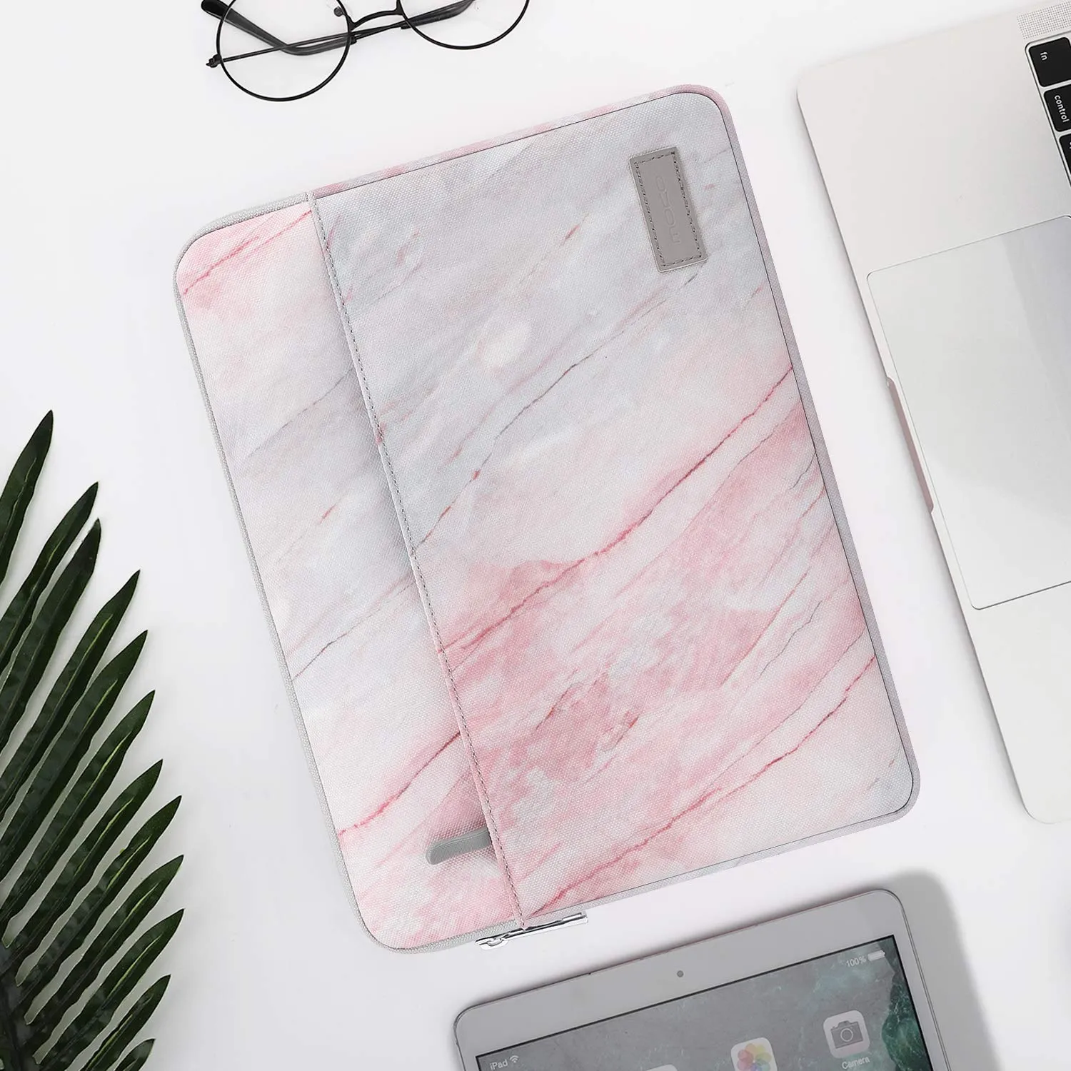 MoKo Custodia Tablet 9-11 Pollici Marmo Rosa Grigio Doppia Tasca