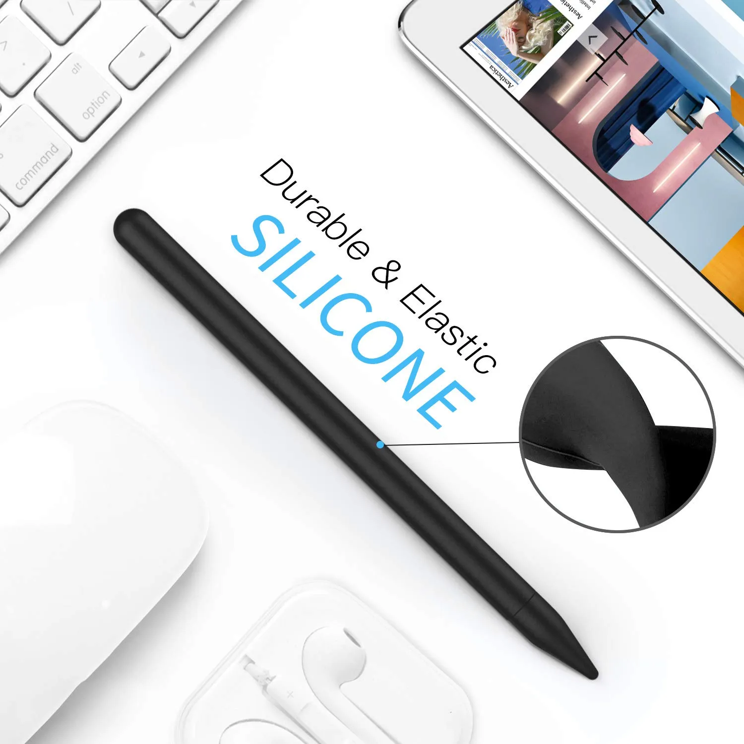 MoKo Cover Apple Pencil Pro/2 Custodia Silicone Nero Antigraffio