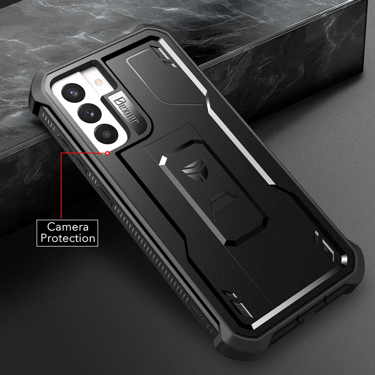 Dexnor per Galaxy S21 FE Custodia Nera corazzata stand