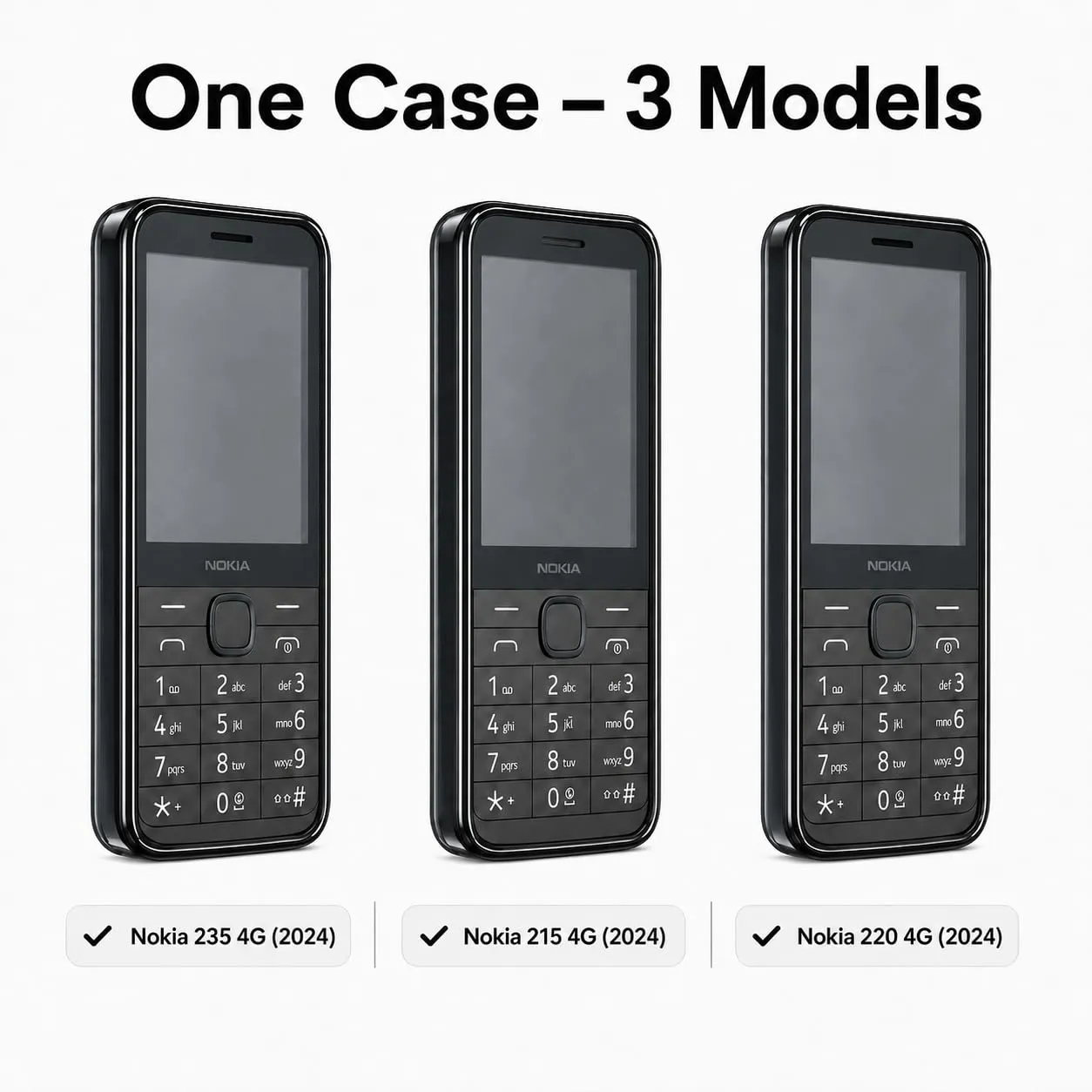 caseroxx per Nokia 235 215 220 4G cover TPU nera 2024