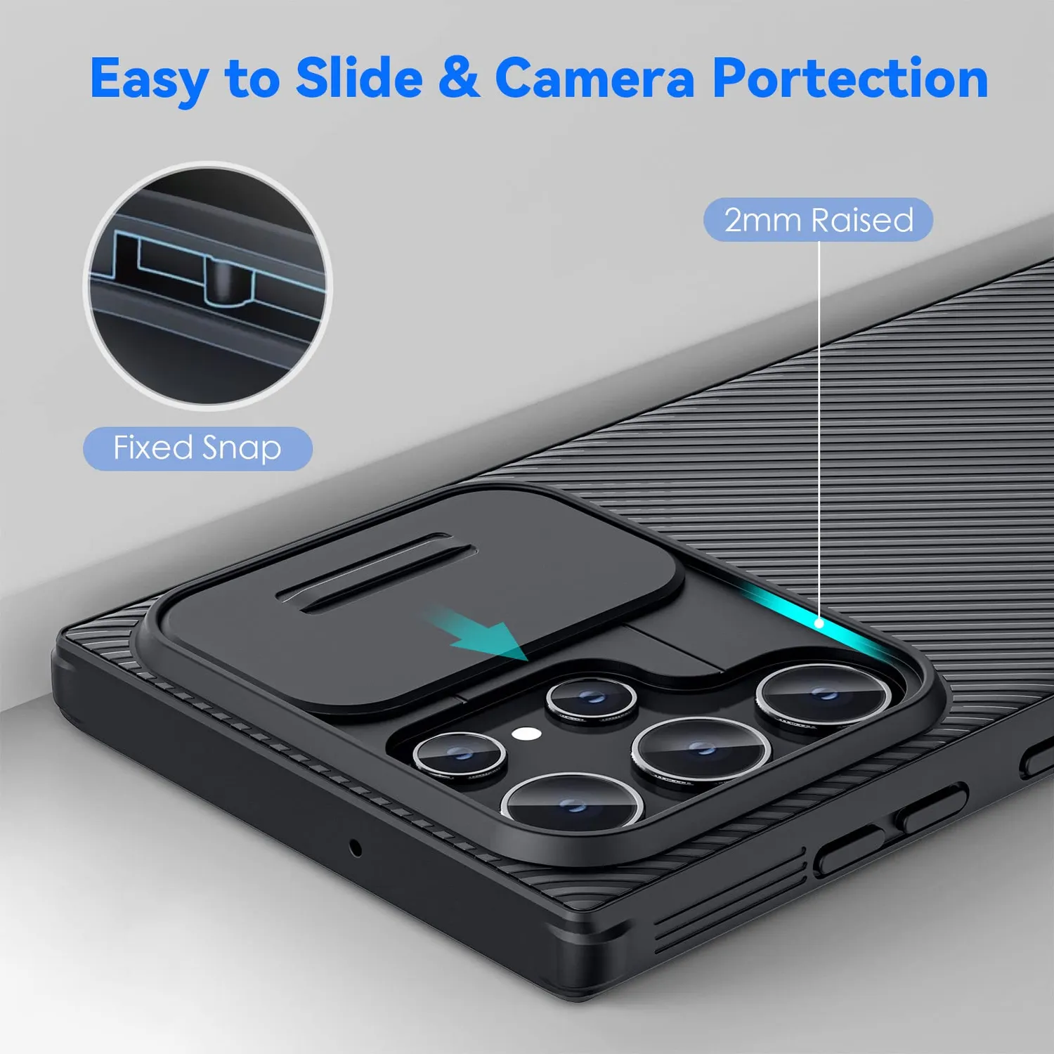 CloudValley Cover Galaxy S22 Ultra Camera Scorrevole nera slim