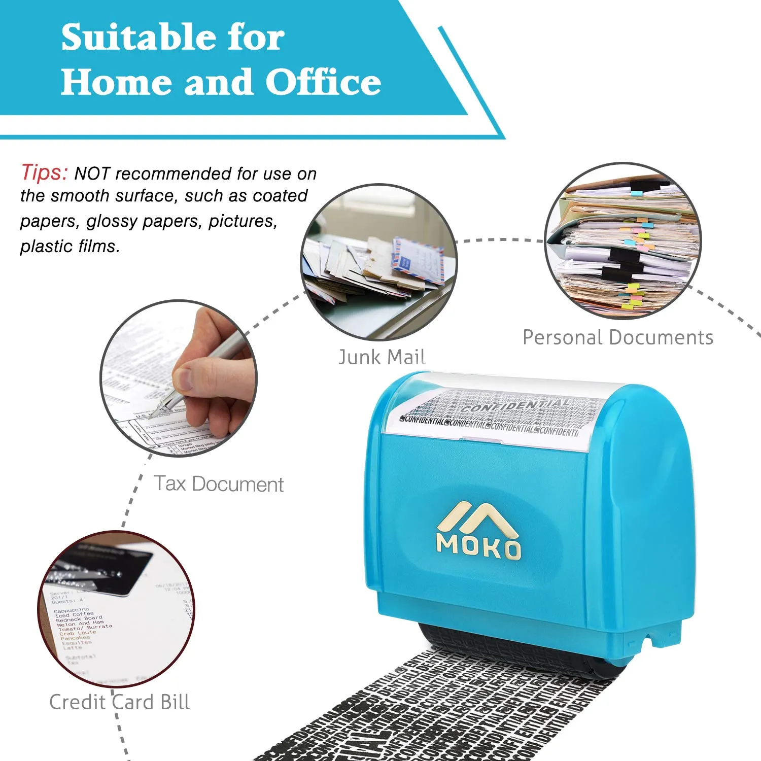 MoKo Timbro Rullo timbro privacy blu coprente