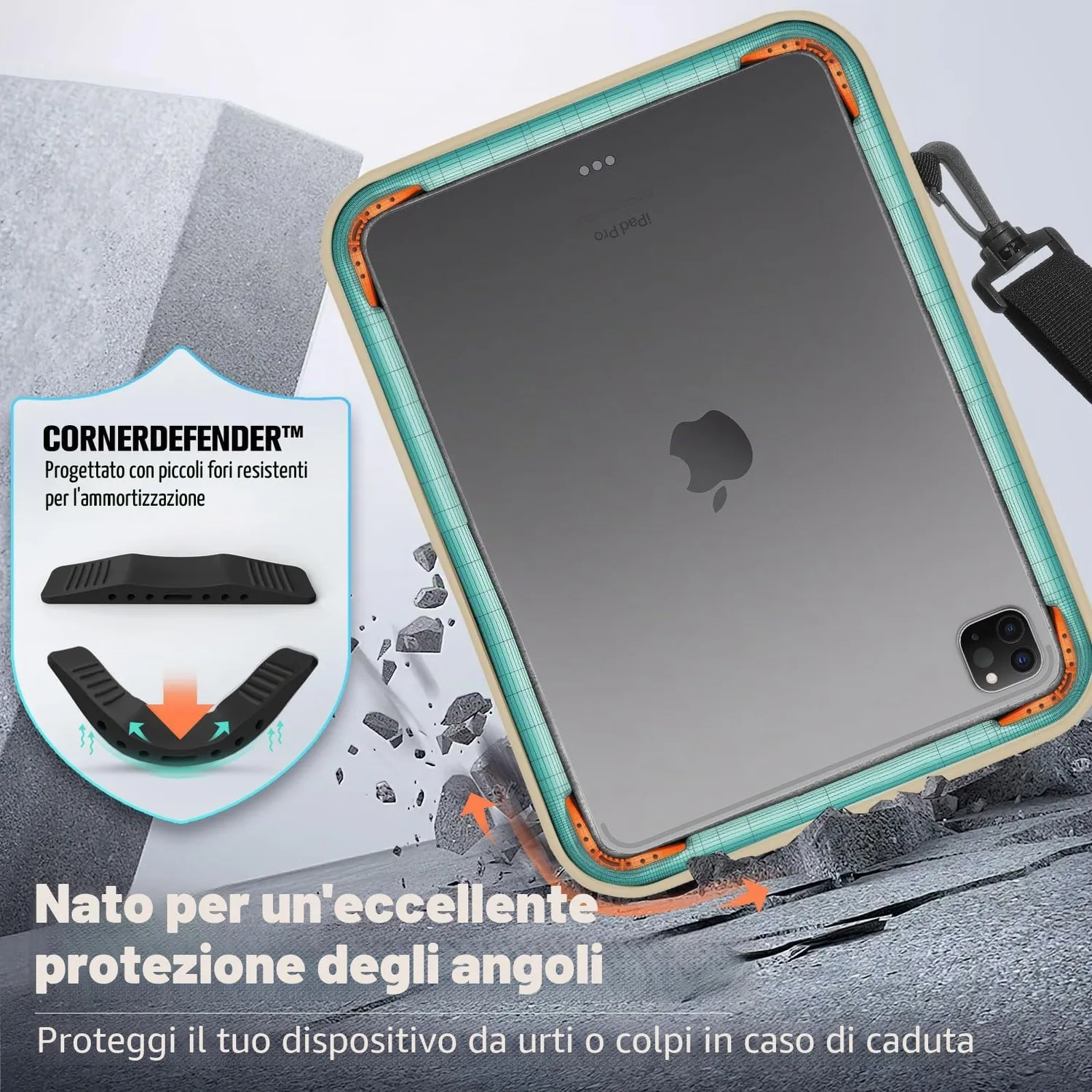 MoKo Borsa Tracolla Tablet 9-11 Pollici Sabbia Cuffie