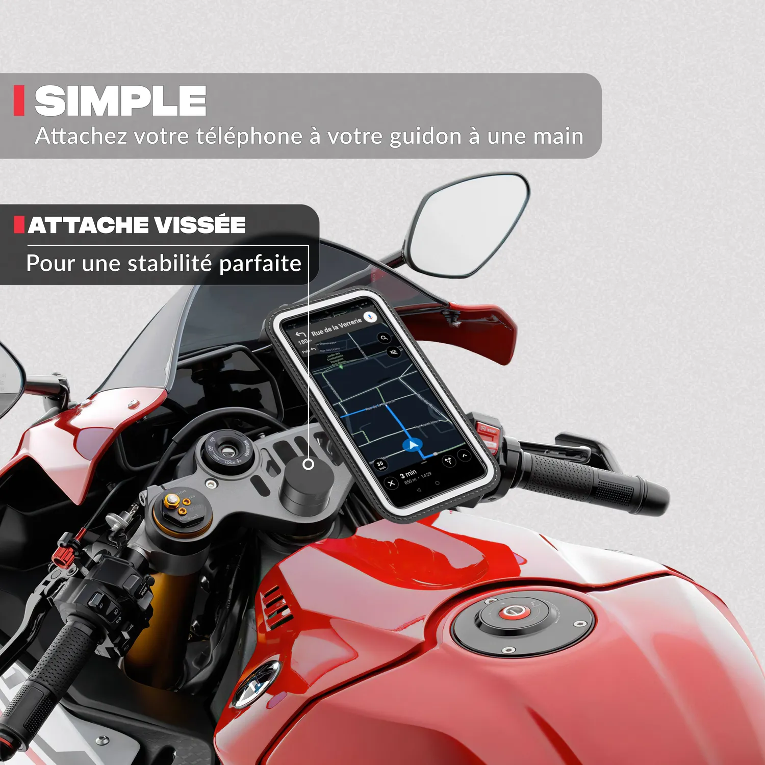 Shapeheart Classique supporto telefono moto semimanubrio con custodia